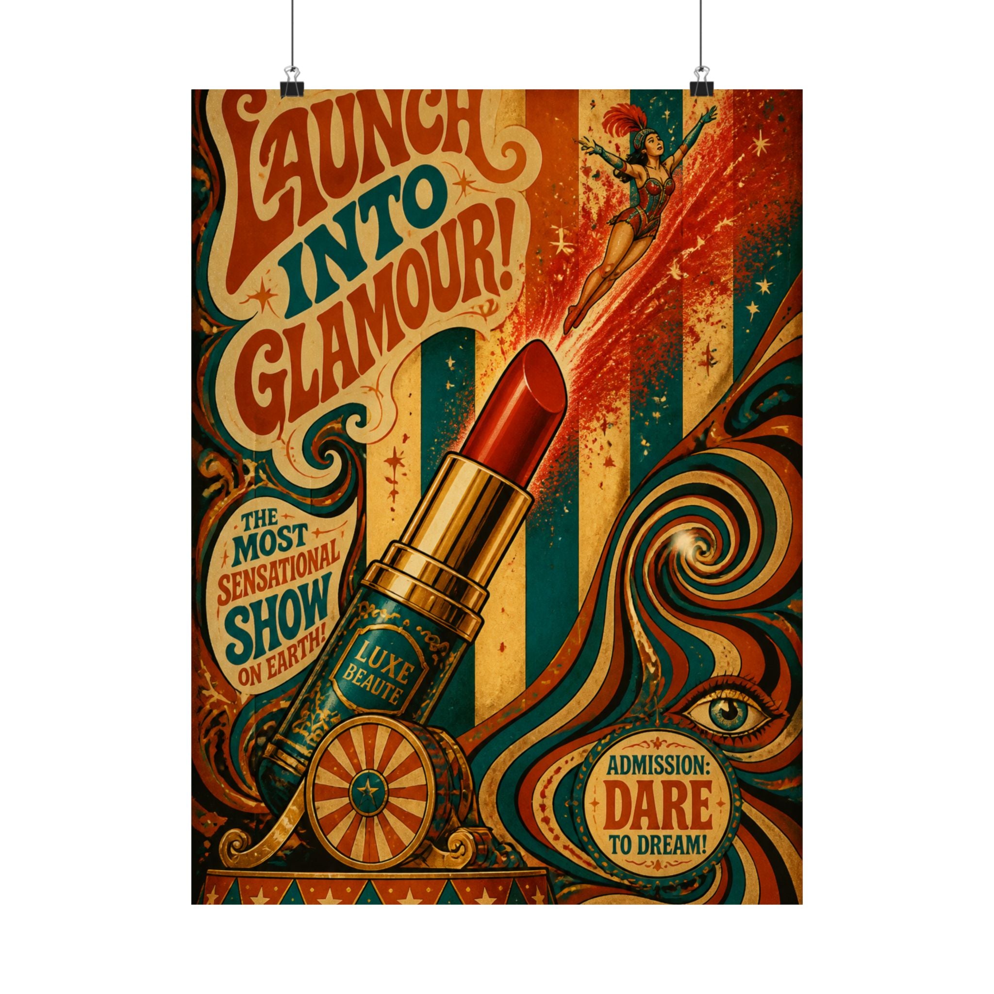 Lipstick Cannon Wall Art Poster 24×36 Psychedelic Dining Room Decor Maximalist Print