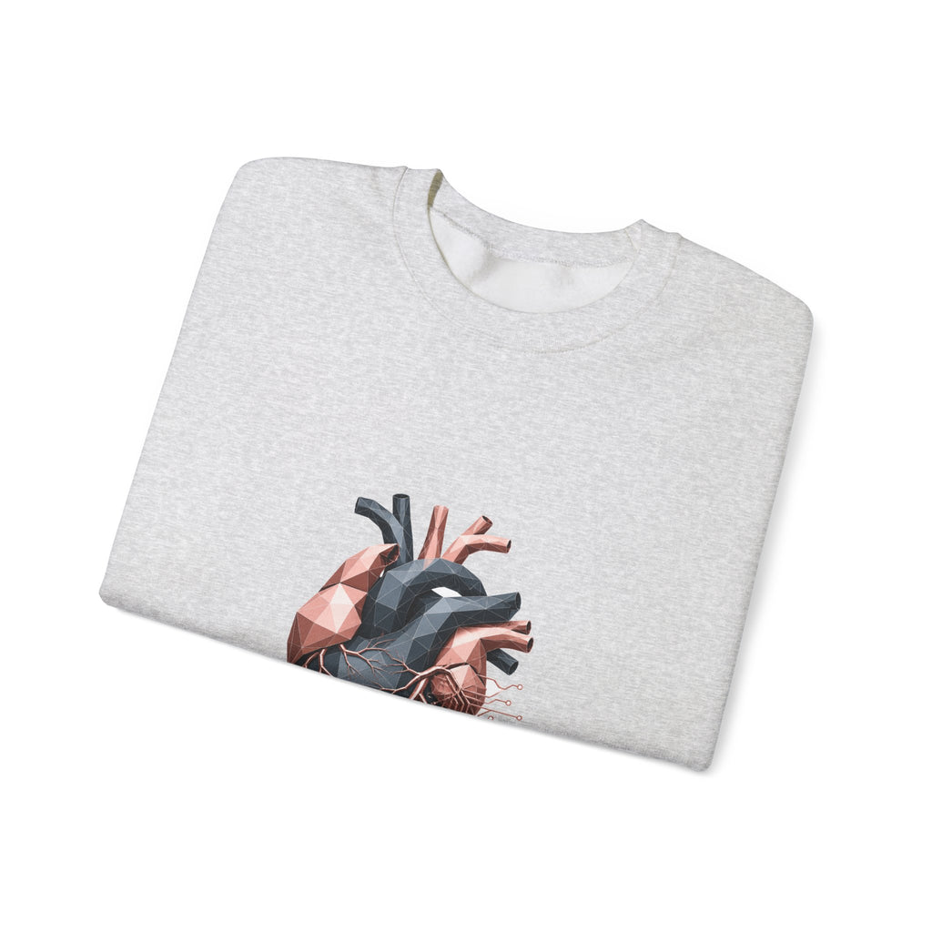Matching Couple Sweatshirt - Robot & Heart Matching Couple Premium Fleece Sweatshirt Geometric Art His Hers Love Gift - Design B