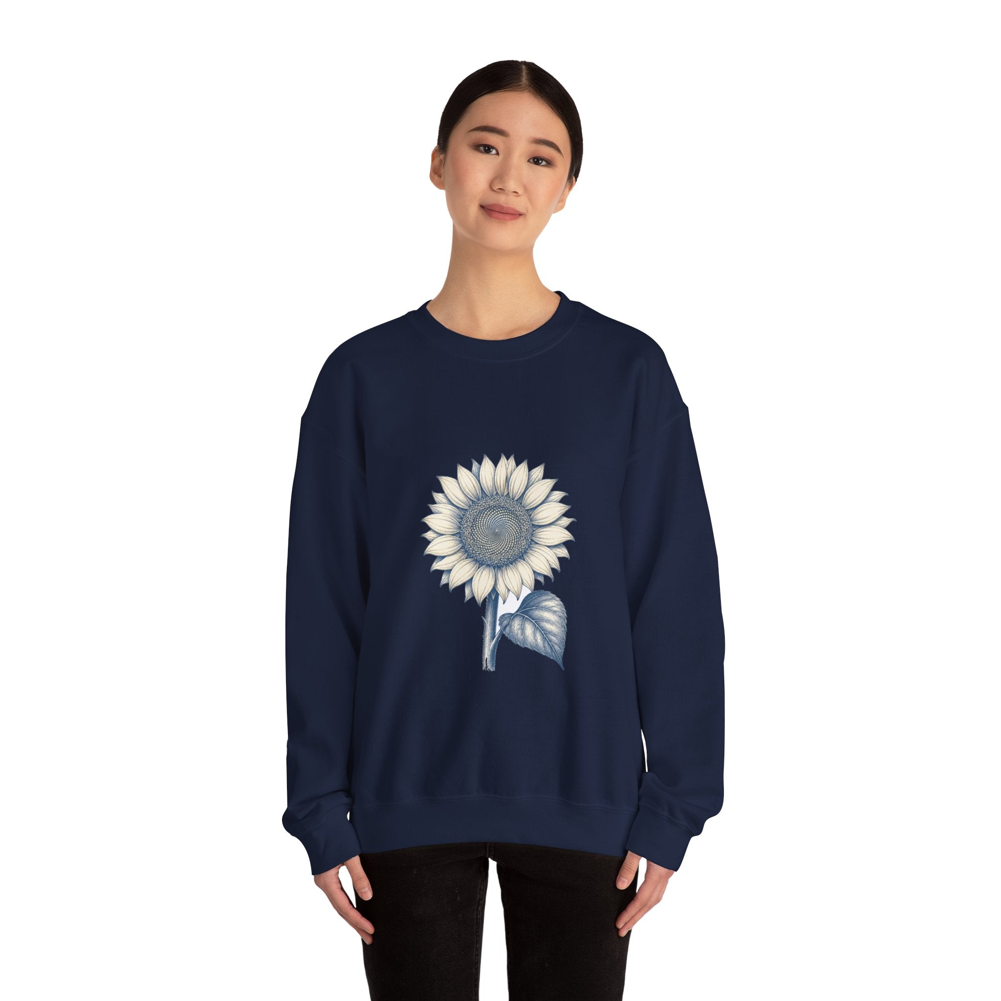 Matching Couple Sweatshirt - Sunflower & Moonflower Matching Couple Comfort Colors Crew Hand-Drawn Art His Hers Anniversary Gift - Design A