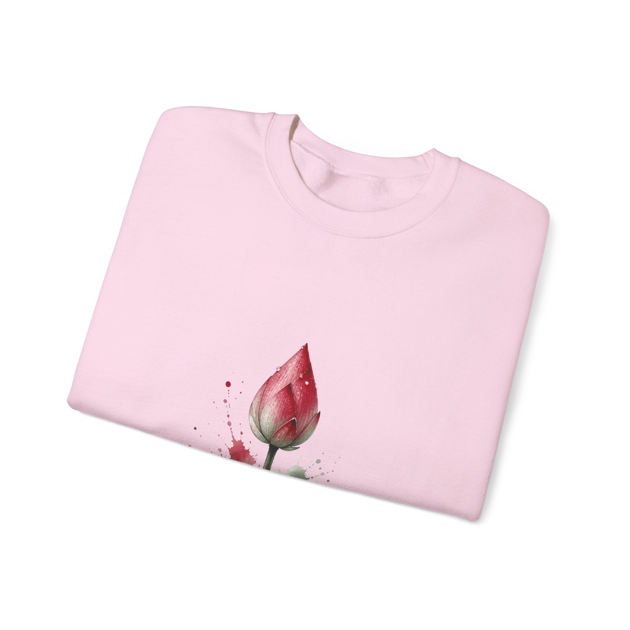 Matching Couple Sweatshirt - Open & Closed Lotus Matching Couple Crewneck Sweatshirt Watercolor Art His Hers Engagement Gift - Design B