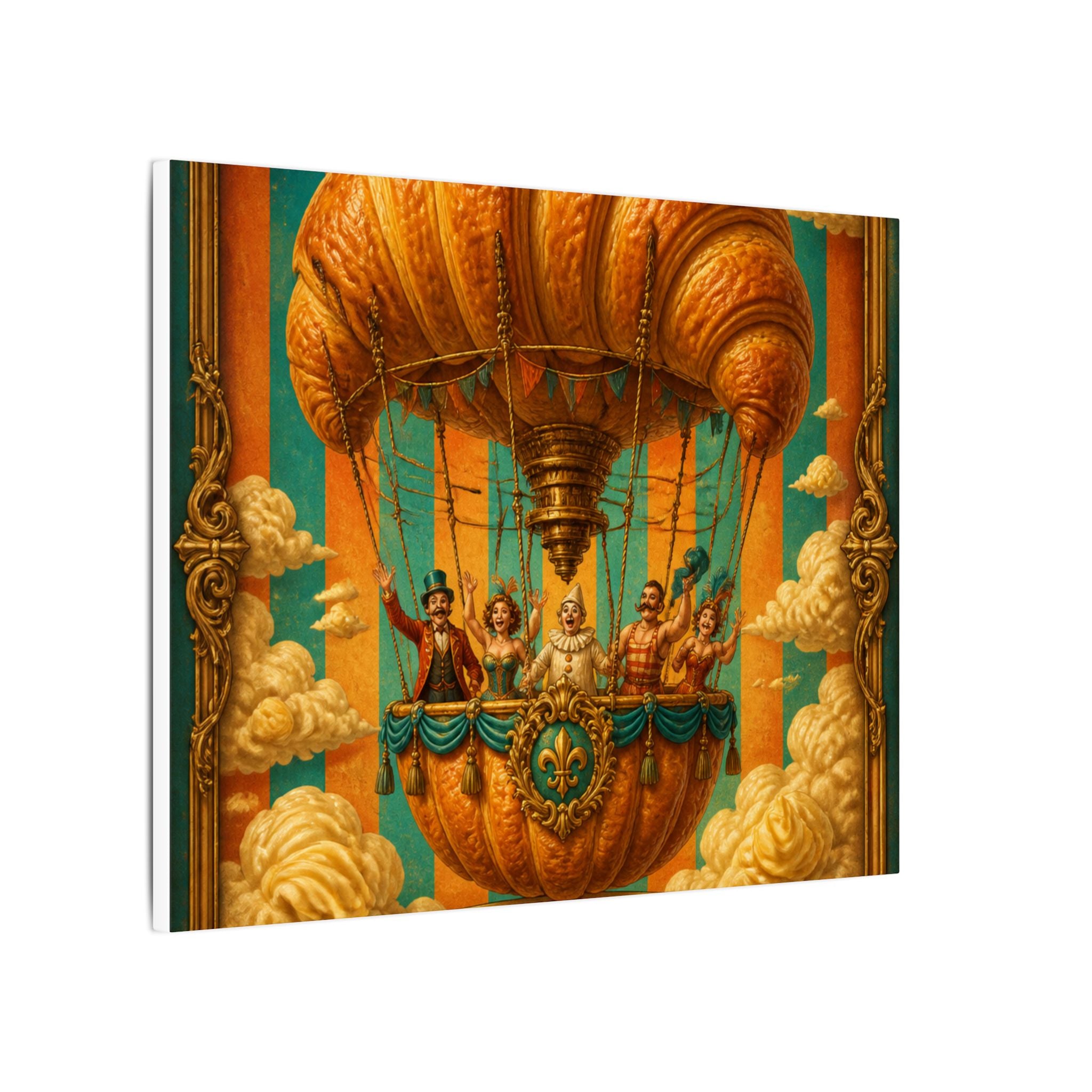 Croissant Hot Air Balloon Wall Art Canvas 24×36 Baroque Studio Decor Maximalist Print