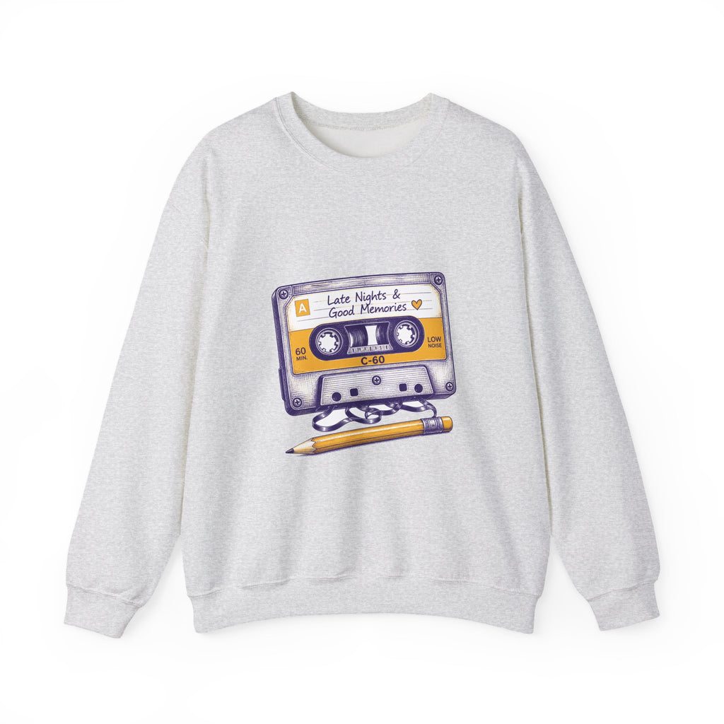 Matching Couple Sweatshirt - Vinyl & Cassette Matching Couple Premium Fleece Sweatshirt Hand-Drawn Art His Hers Anniversary Gift - Design B