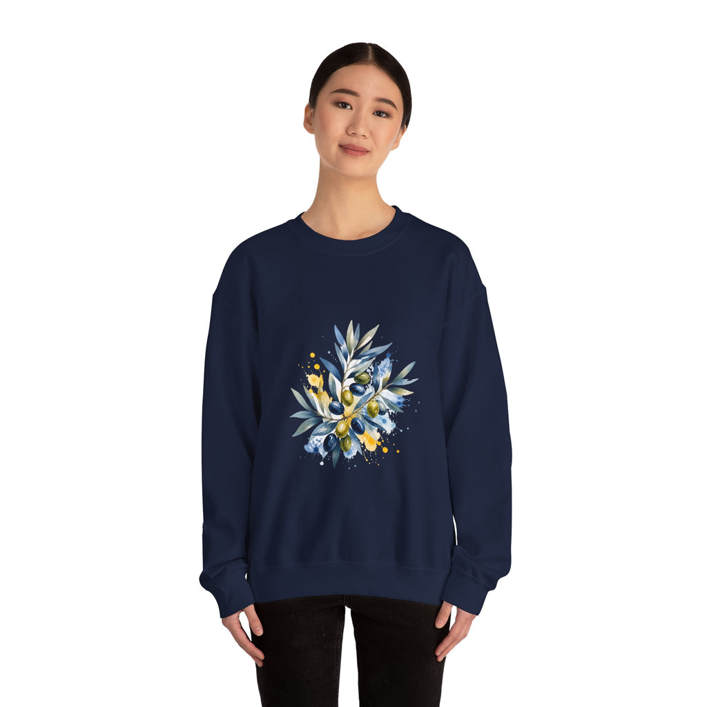 Matching Couple Sweatshirt - Olive Branch & Fig Matching Couple Premium Fleece Sweatshirt Watercolor Art His Hers Birthday Gift - Design A