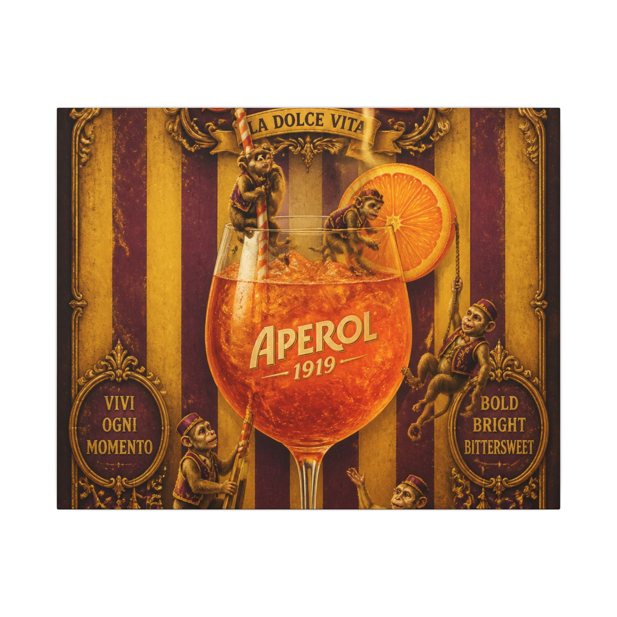 Aperol Spritz Monkeys Wall Art Canvas 24×36 Baroque Studio Decor Maximalist Print
