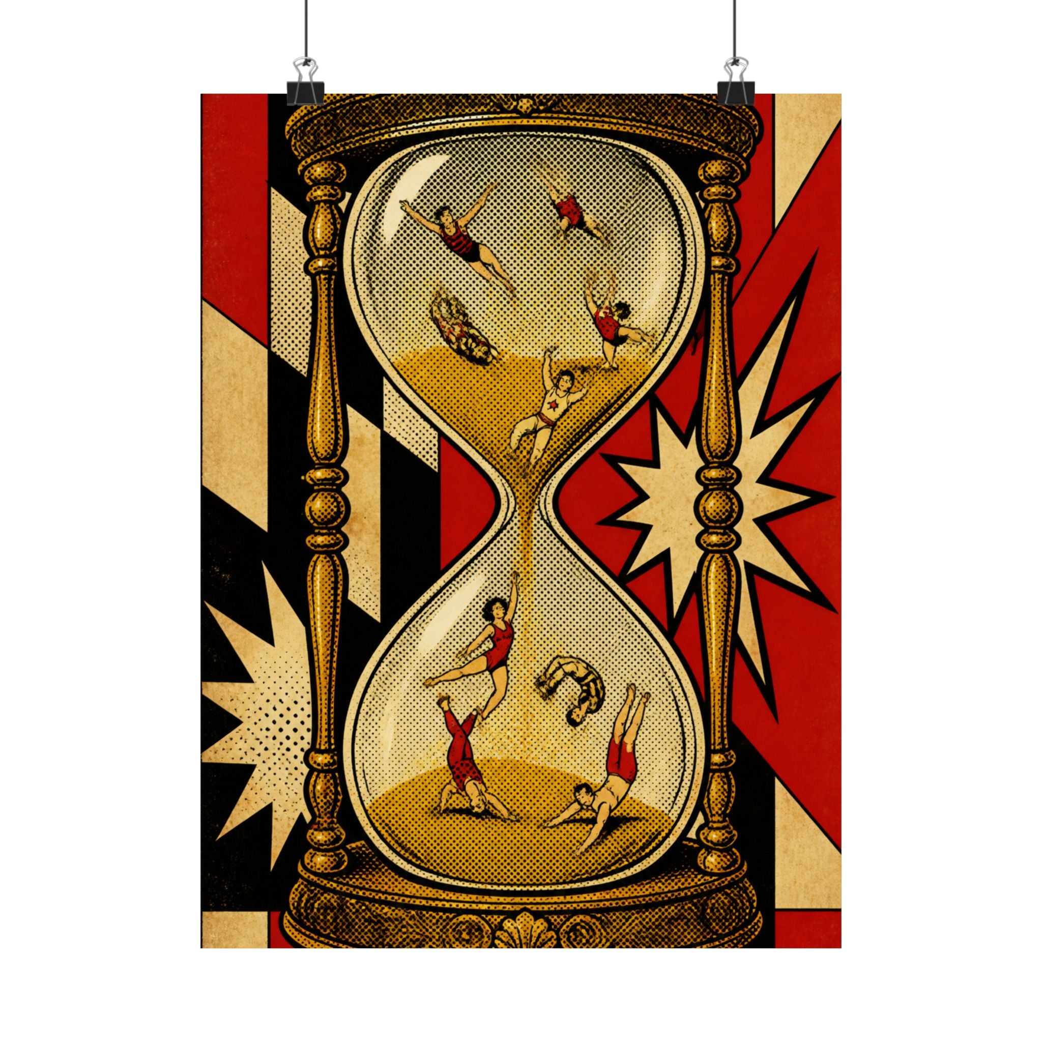 Hourglass Acrobats Wall Art Poster 18×24 Pop Art Living Room Decor Maximalist Print