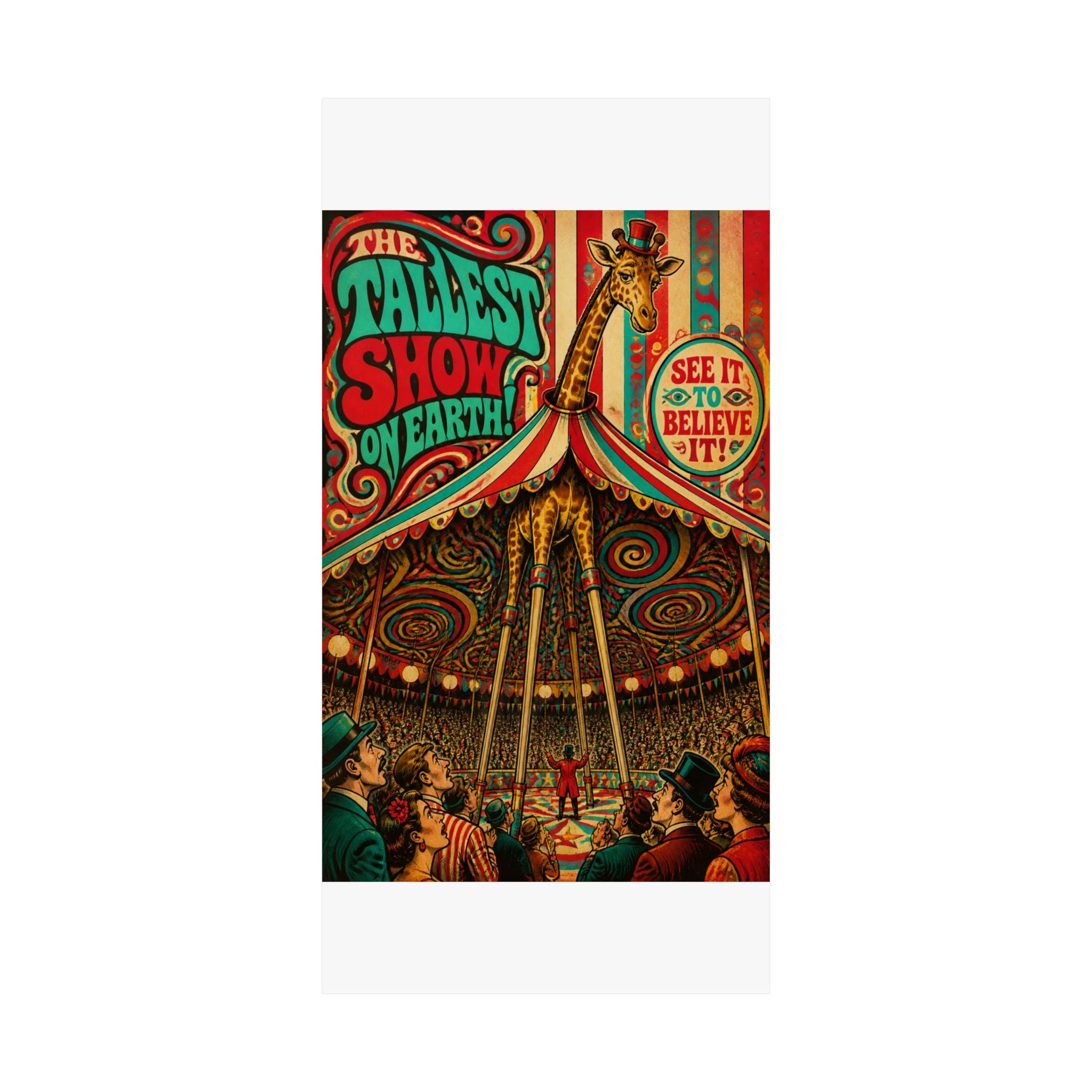Giraffe on Stilts Wall Art Poster 24×36 Psychedelic Dining Room Decor Maximalist Print