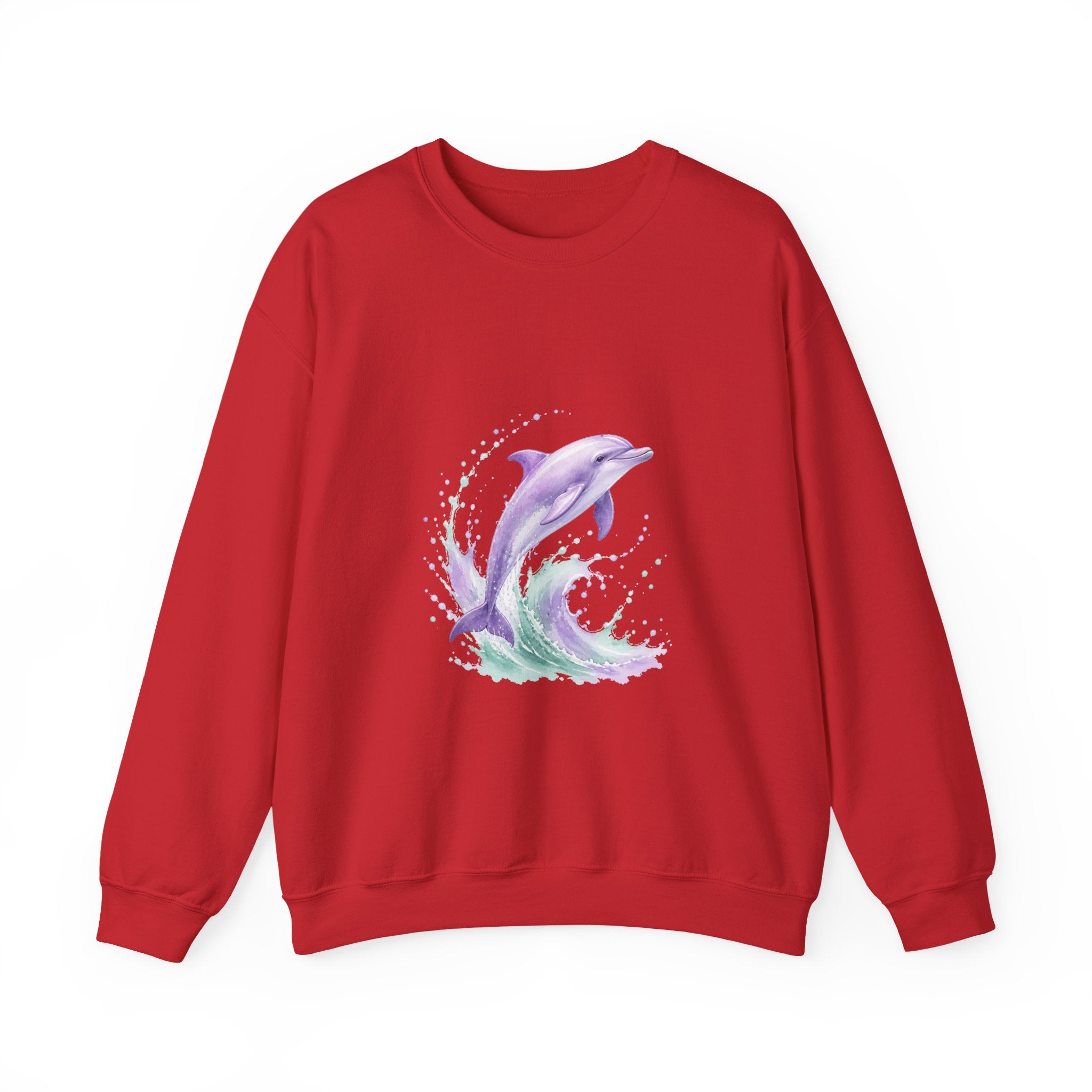 Matching Couple Sweatshirt - Shark & Dolphin Matching Couple Premium Fleece Sweatshirt Watercolor Art His Hers Birthday Gift - Design B