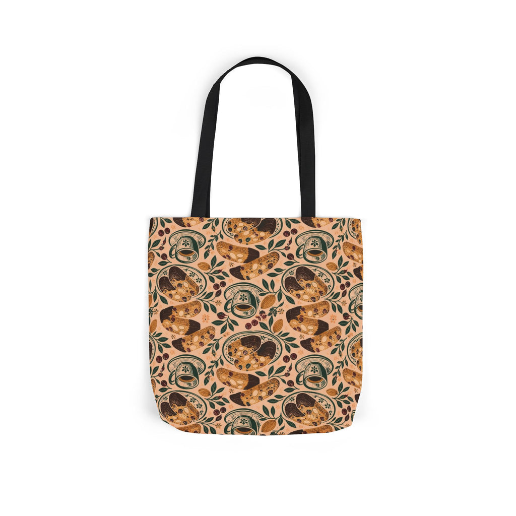 Almond Biscotti Canvas Tote Bag Mediterranean Kitchen Linocut Design Italian Cottagecore Gift