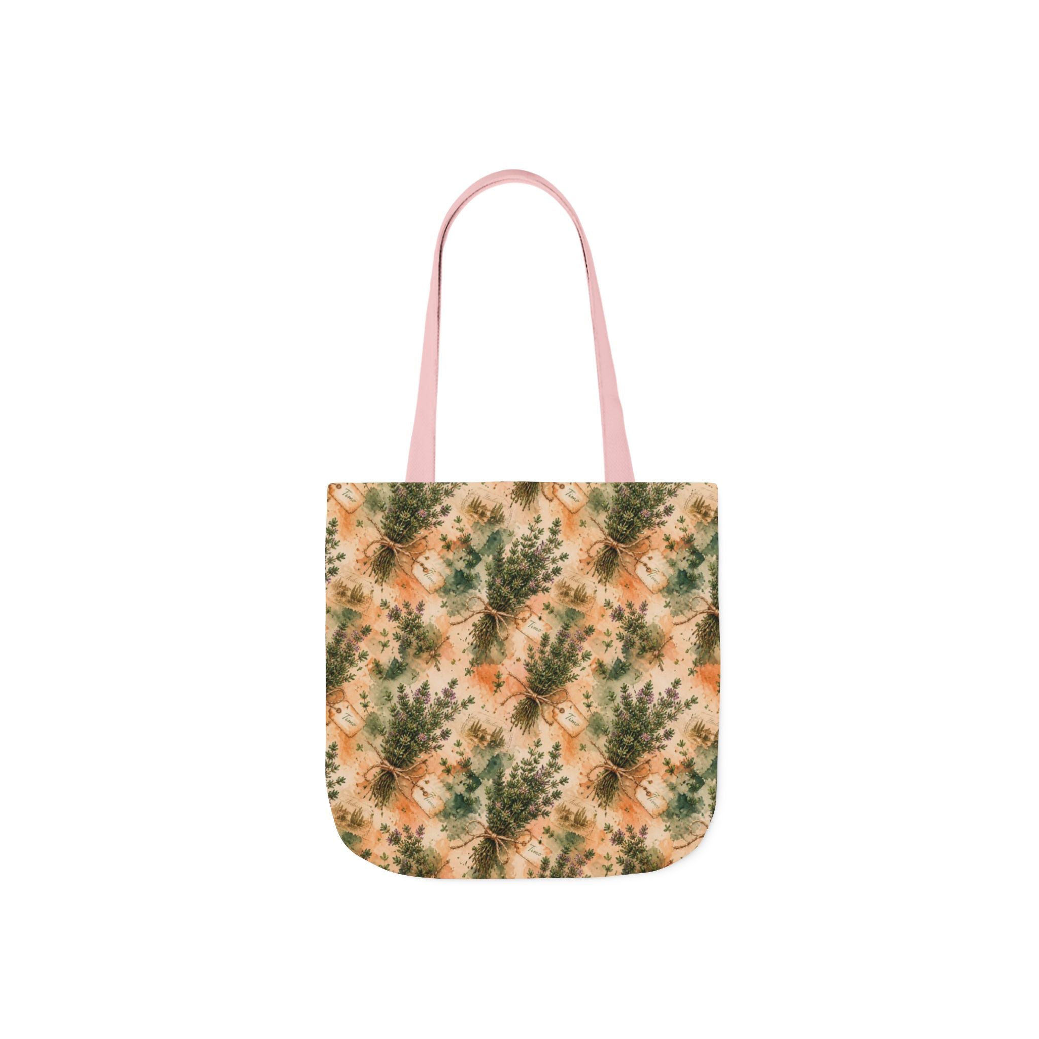 Thyme Bundles Canvas Tote Bag Mediterranean Kitchen Watercolor Splash Design Italian Cottagecore Gift