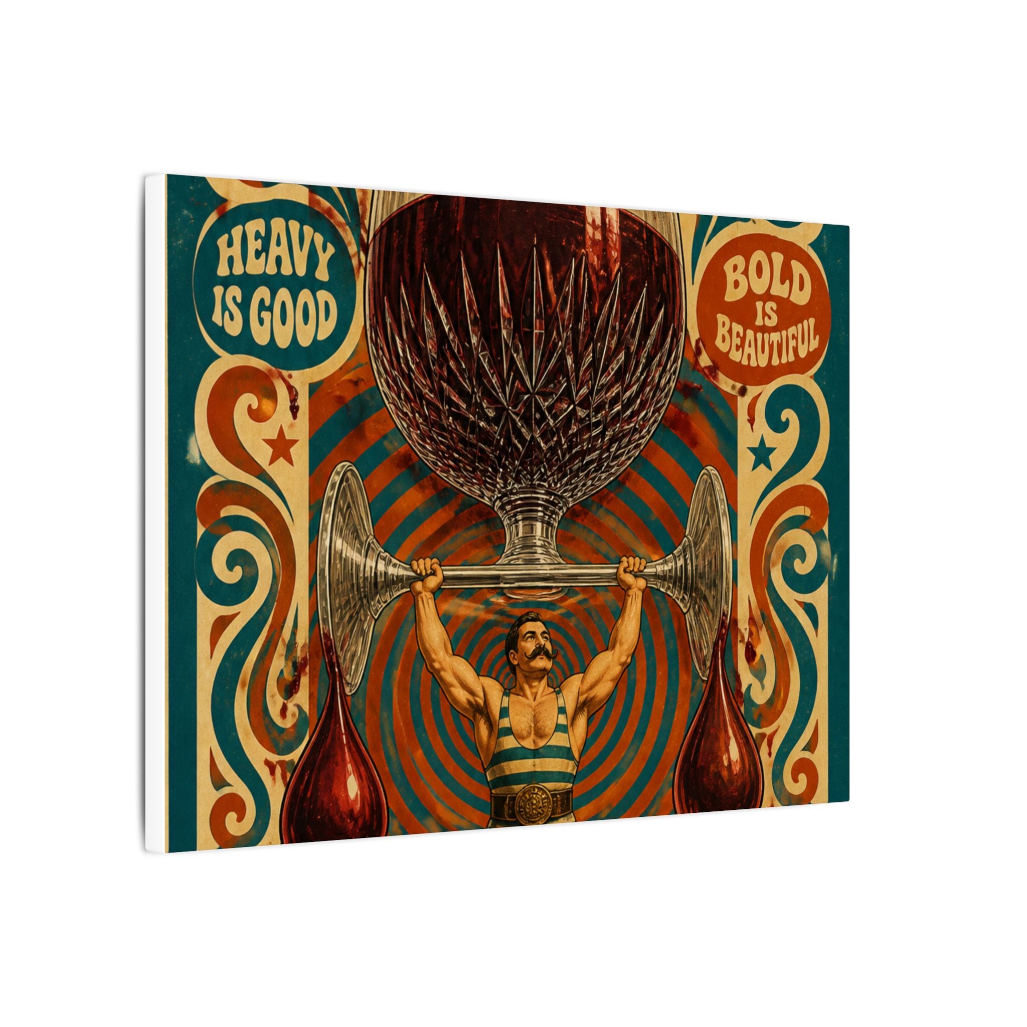 Wine Glass Strongman Wall Art Canvas 16×20 Psychedelic Cafe Decor Maximalist Print