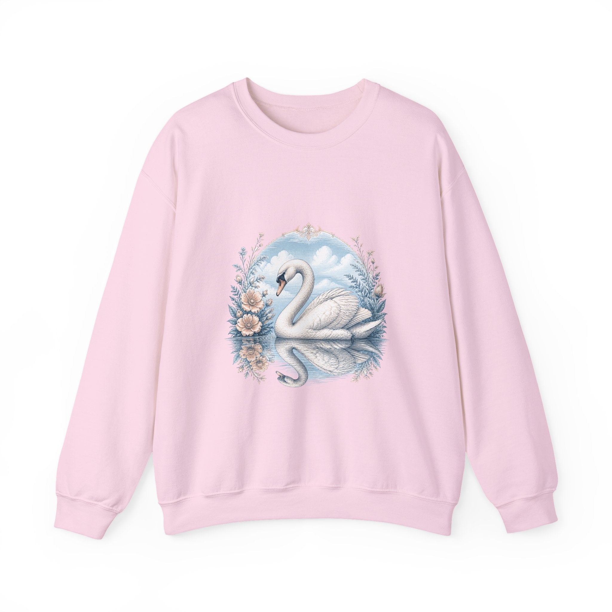 Matching Couple Sweatshirt - Raven & Swan Matching Couple Crewneck Sweatshirt Vintage Art His Hers Wedding Gift - Design B