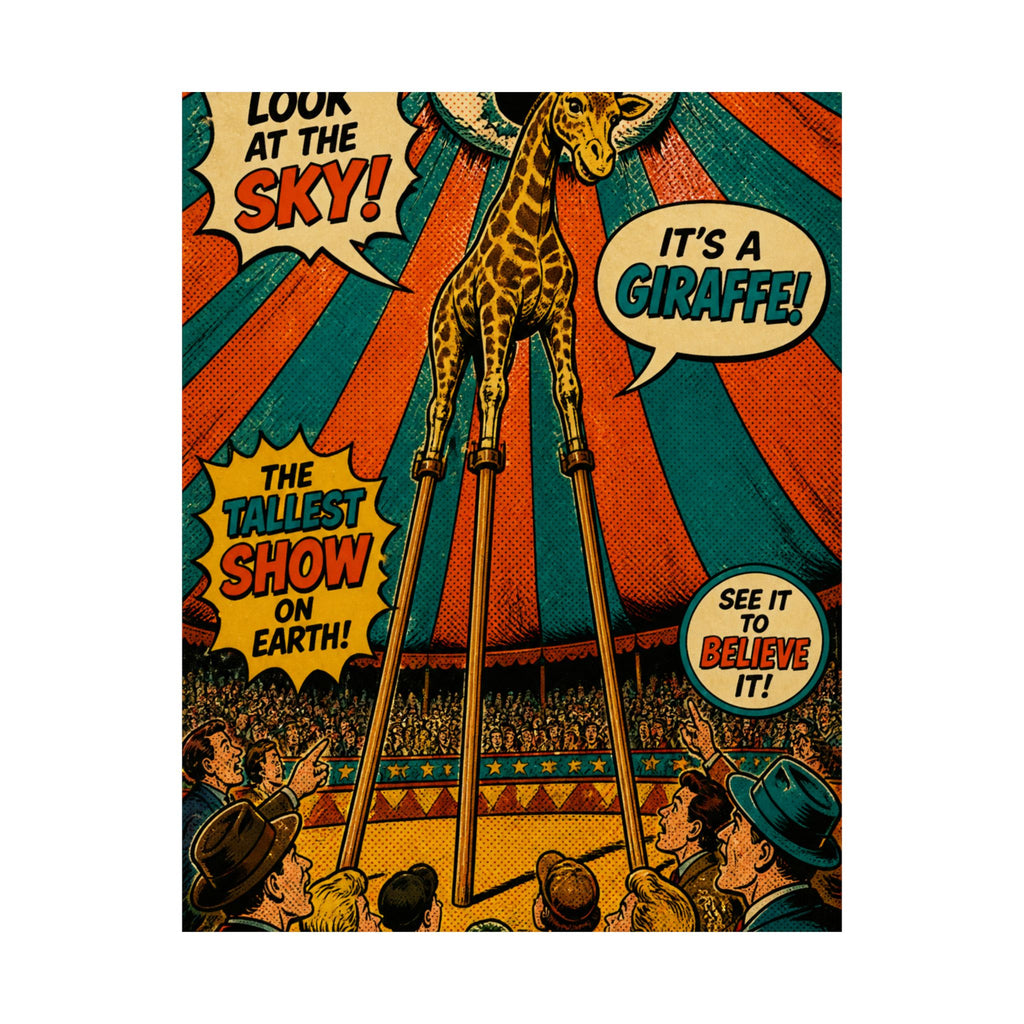 Giraffe on Stilts Wall Art Poster 24×36 Pop Art Restaurant Decor Maximalist Print