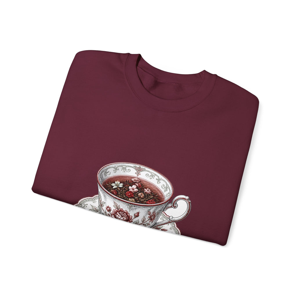 Matching Couple Sweatshirt - Coffee & Tea Matching Couple Premium Fleece Sweatshirt Hand-Drawn Art His Hers Anniversary Gift - Design B