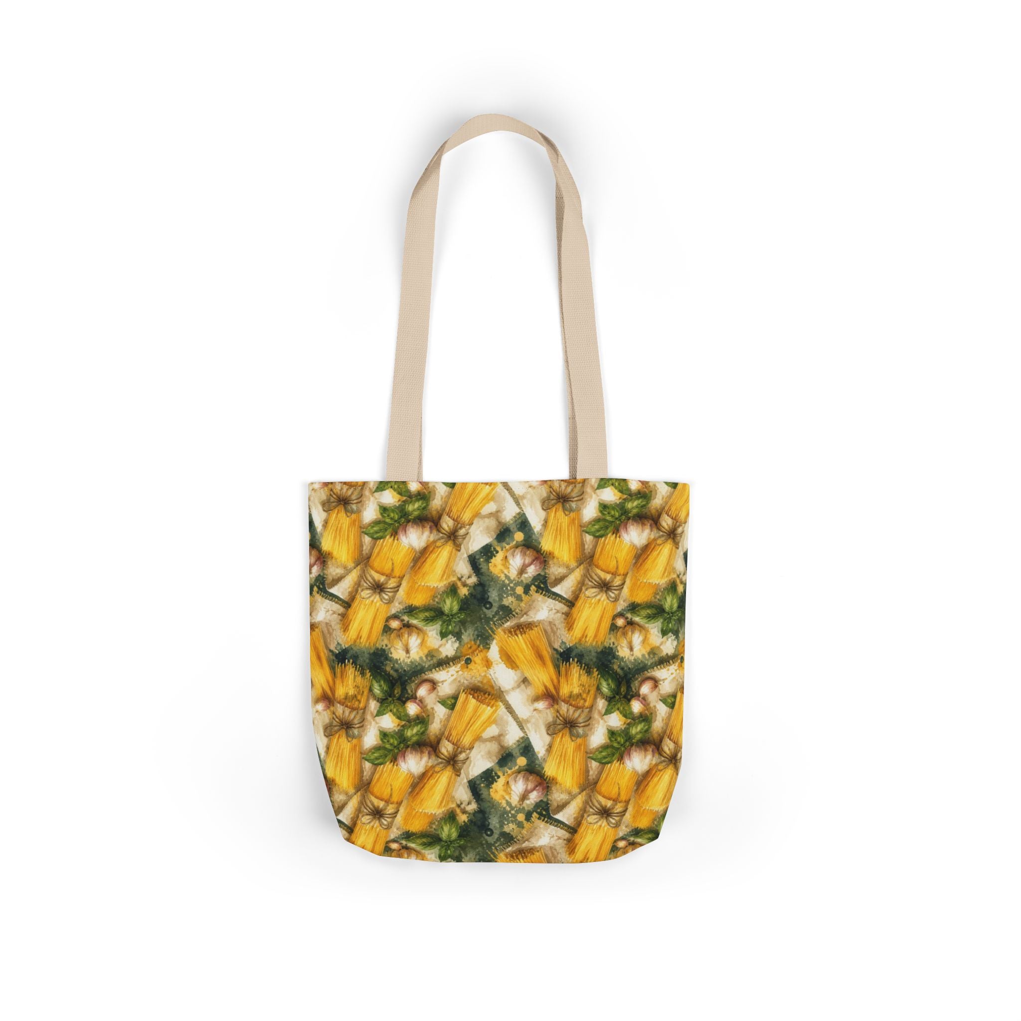 Spaghetti Bundle Canvas Tote Bag Mediterranean Kitchen Watercolor Splash Design Italian Cottagecore Gift