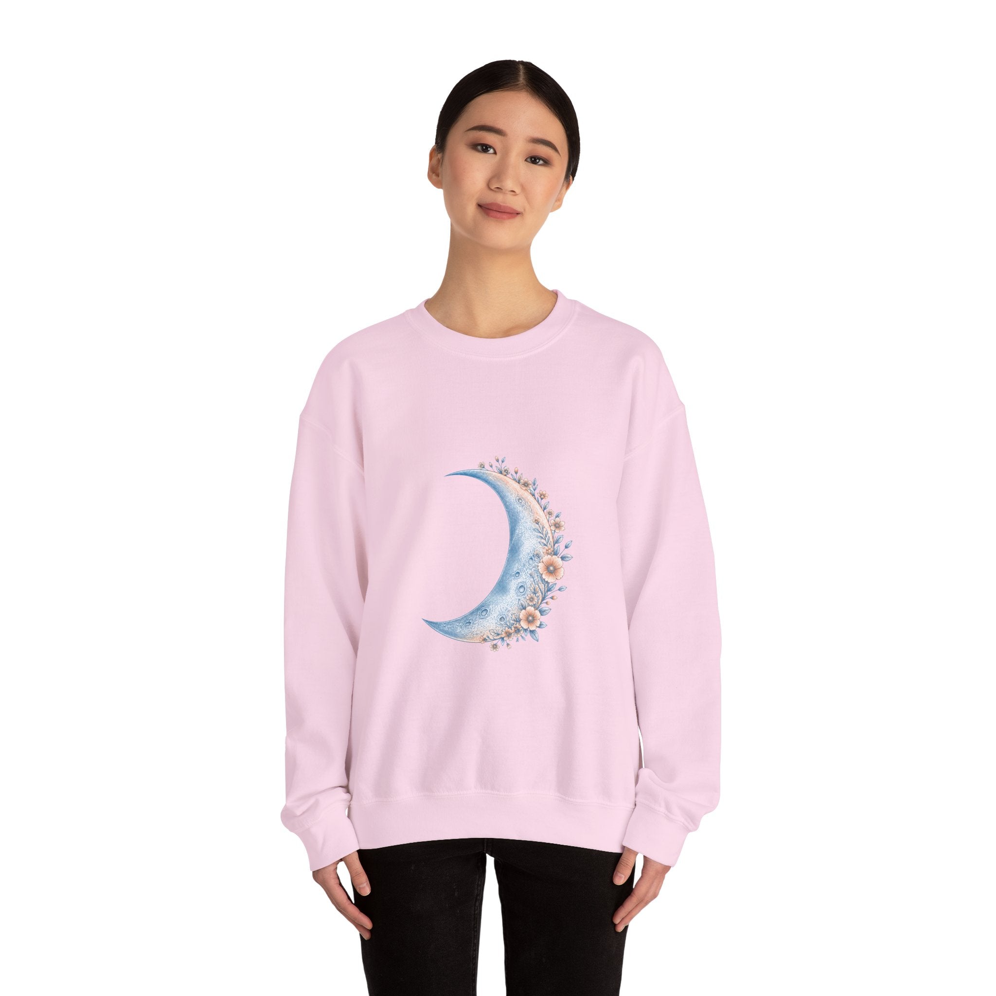 Matching Couple Sweatshirt - Waxing & Waning Moon Matching Couple Crewneck Sweatshirt Vintage Art His Hers Wedding Gift - Design A