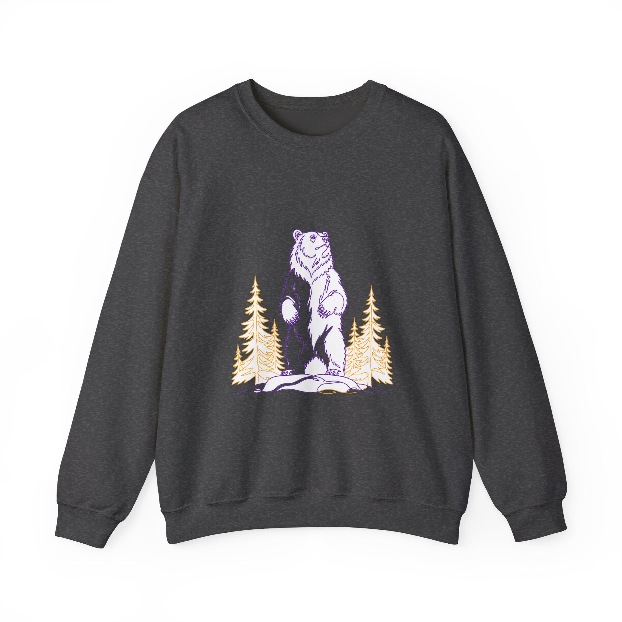 Matching Couple Sweatshirt - Bear & Deer Matching Couple Crewneck Sweatshirt Minimalist Art His Hers Valentine Gift - Design A