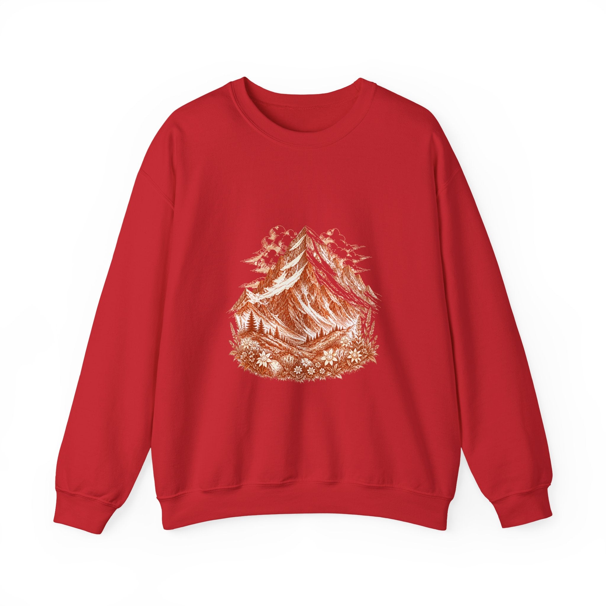 Matching Couple Sweatshirt - Mountain & Ocean Matching Couple Premium Fleece Sweatshirt Hand-Drawn Art His Hers Anniversary Gift - Design A