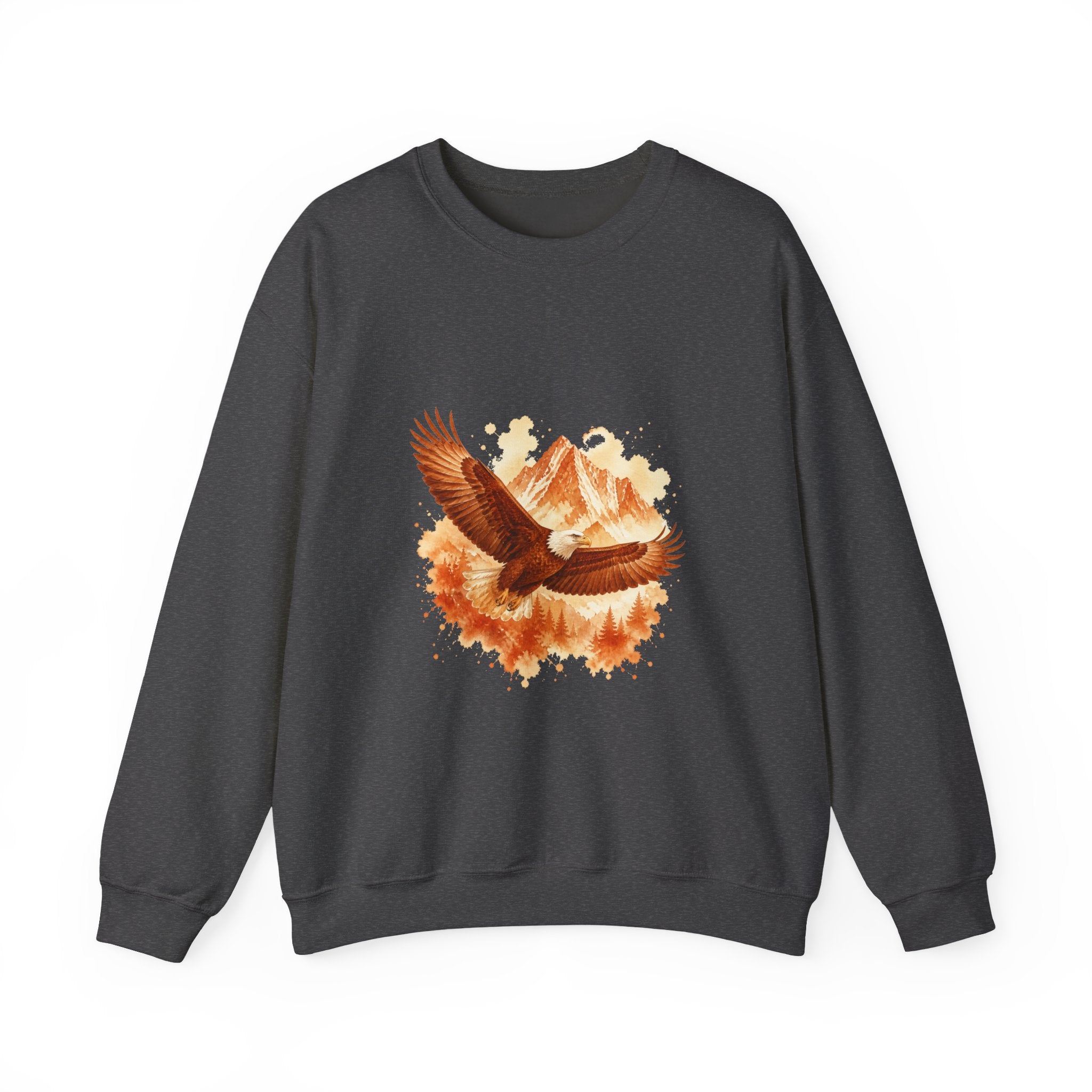Matching Couple Sweatshirt - Eagle & Whale Matching Couple Premium Fleece Sweatshirt Watercolor Art His Hers Birthday Gift - Design A