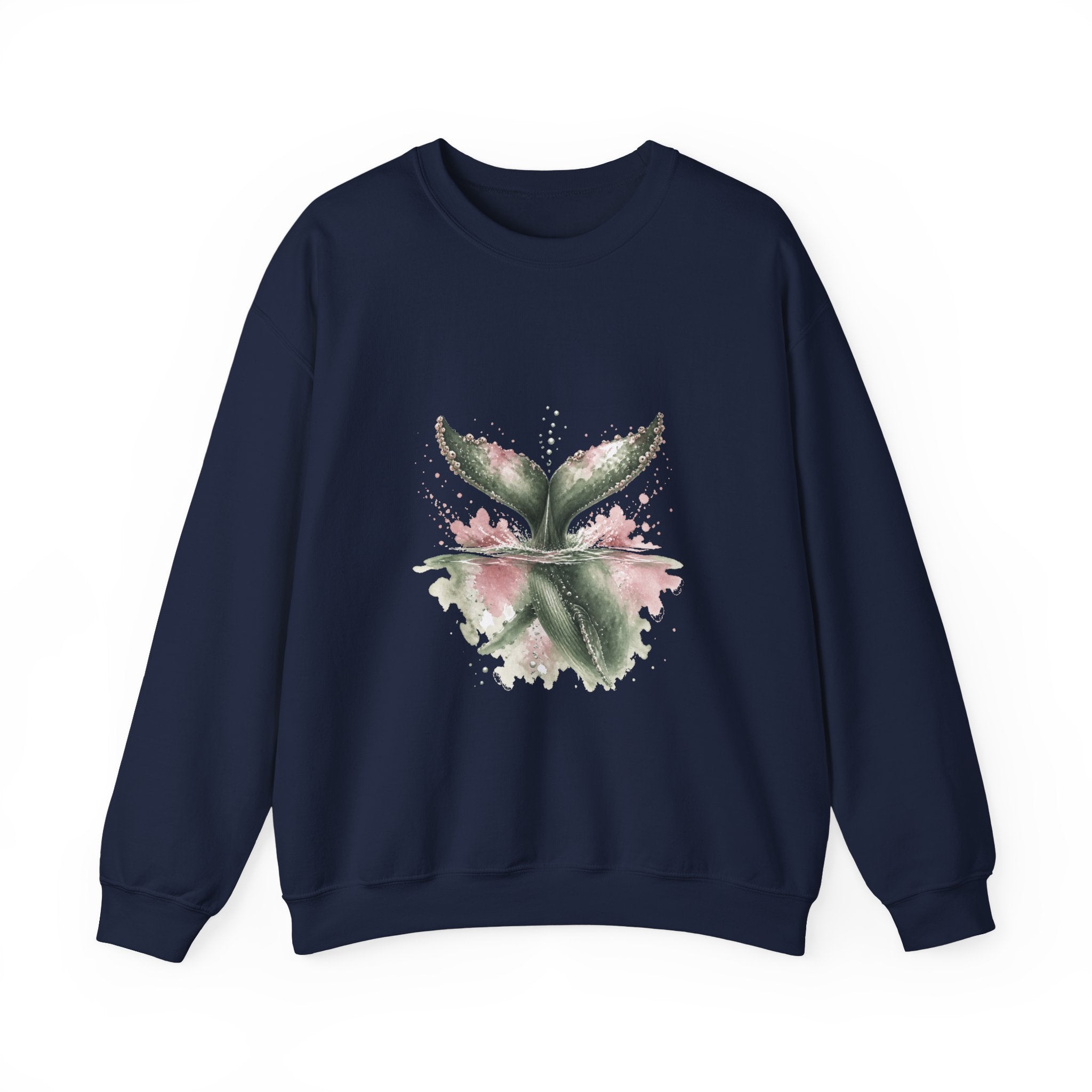 Matching Couple Sweatshirt - Eagle & Whale Matching Couple Comfort Colors Crew Watercolor Art His Hers Birthday Gift - Design B