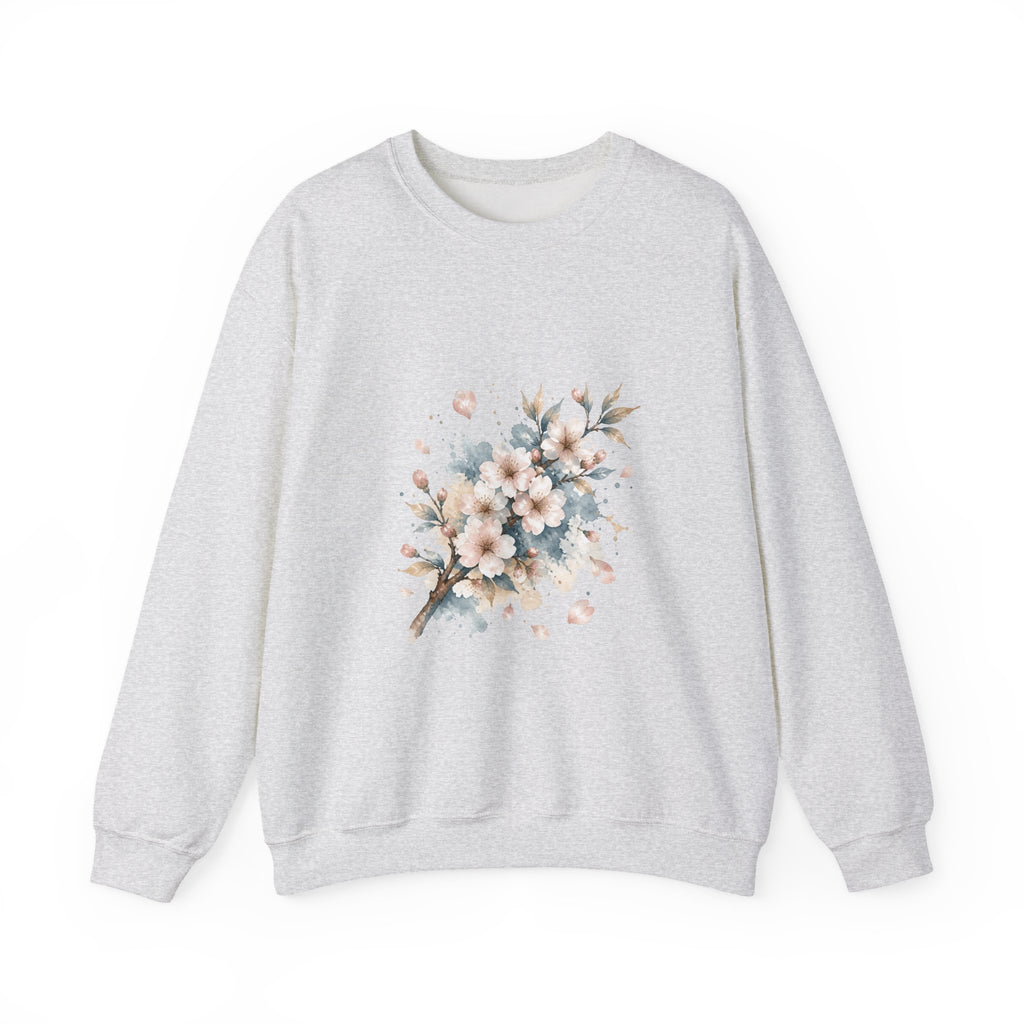 Matching Couple Sweatshirt - Cherry Blossom & Maple Leaf Matching Couple Crewneck Sweatshirt Watercolor Art His Hers Engagement Gift - Design A