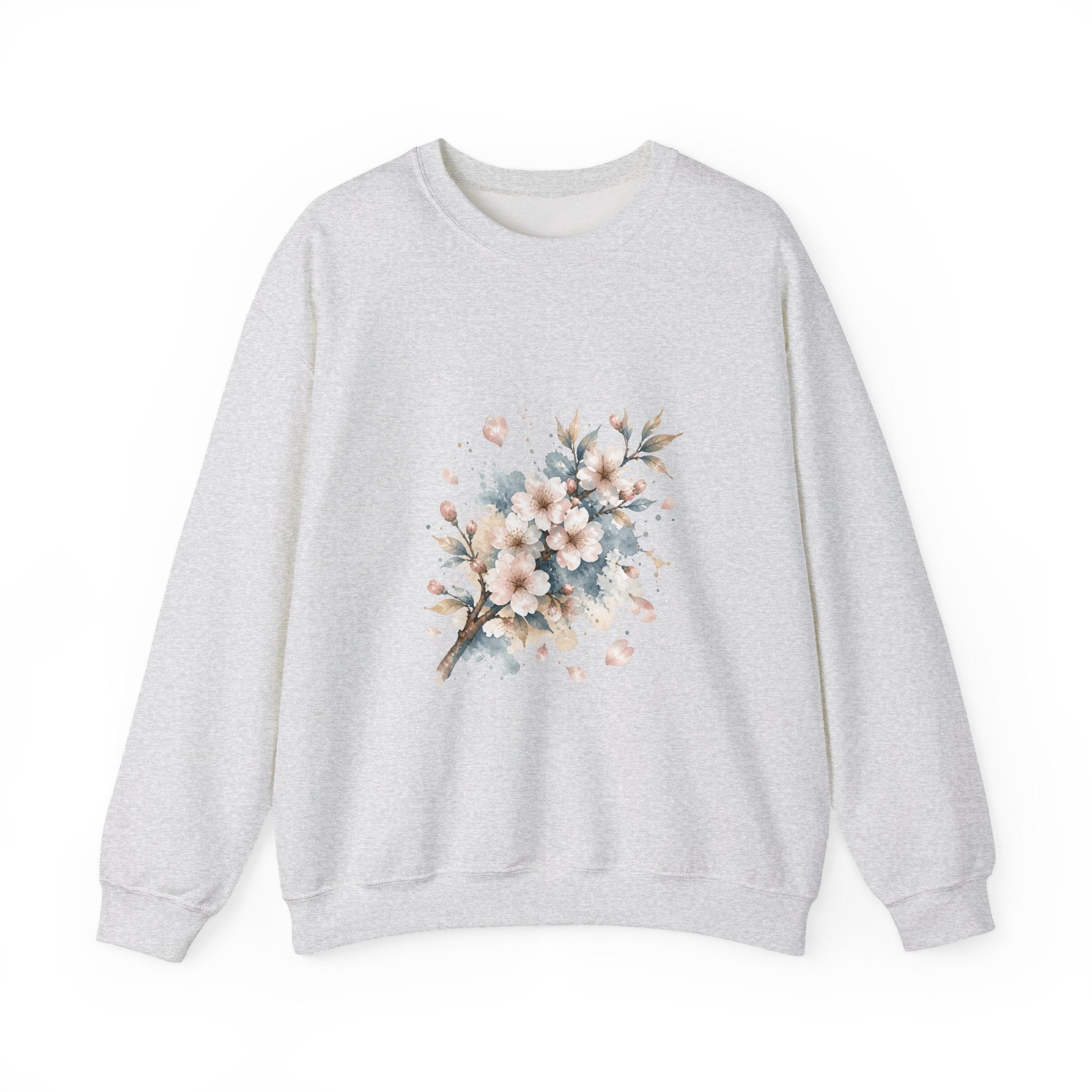 Matching Couple Sweatshirt - Cherry Blossom & Maple Leaf Matching Couple Crewneck Sweatshirt Watercolor Art His Hers Engagement Gift - Design A