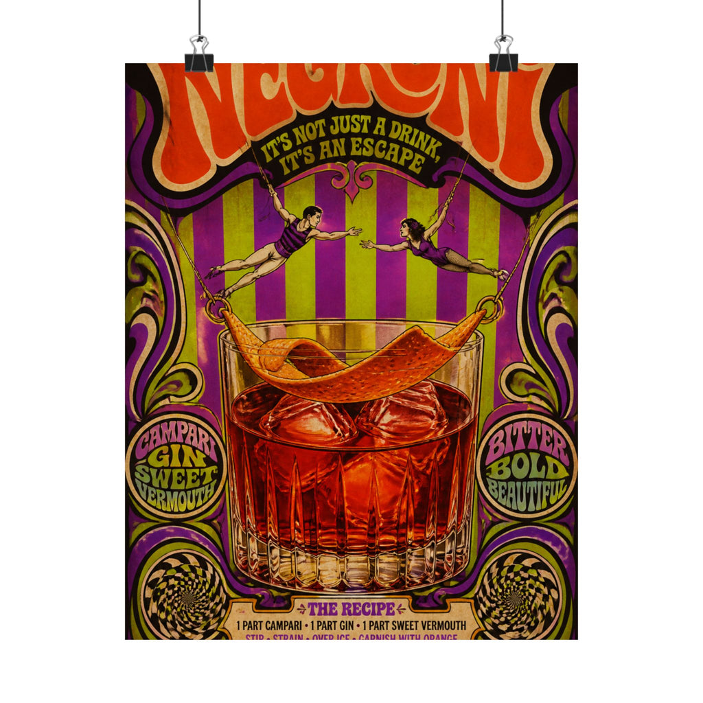 Negroni Trapeze Act Wall Art Poster 24×36 Psychedelic Dining Room Decor Maximalist Print