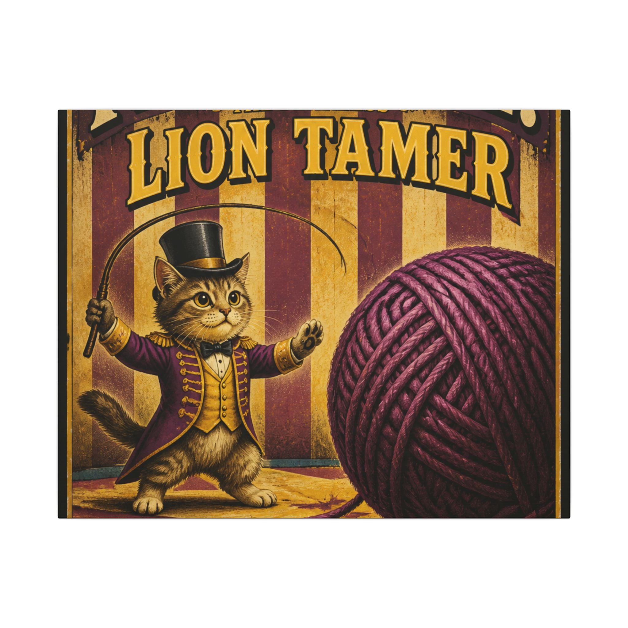 Cat Lion Tamer Wall Art Canvas 24×36 Vintage Circus Bedroom Decor Maximalist Print