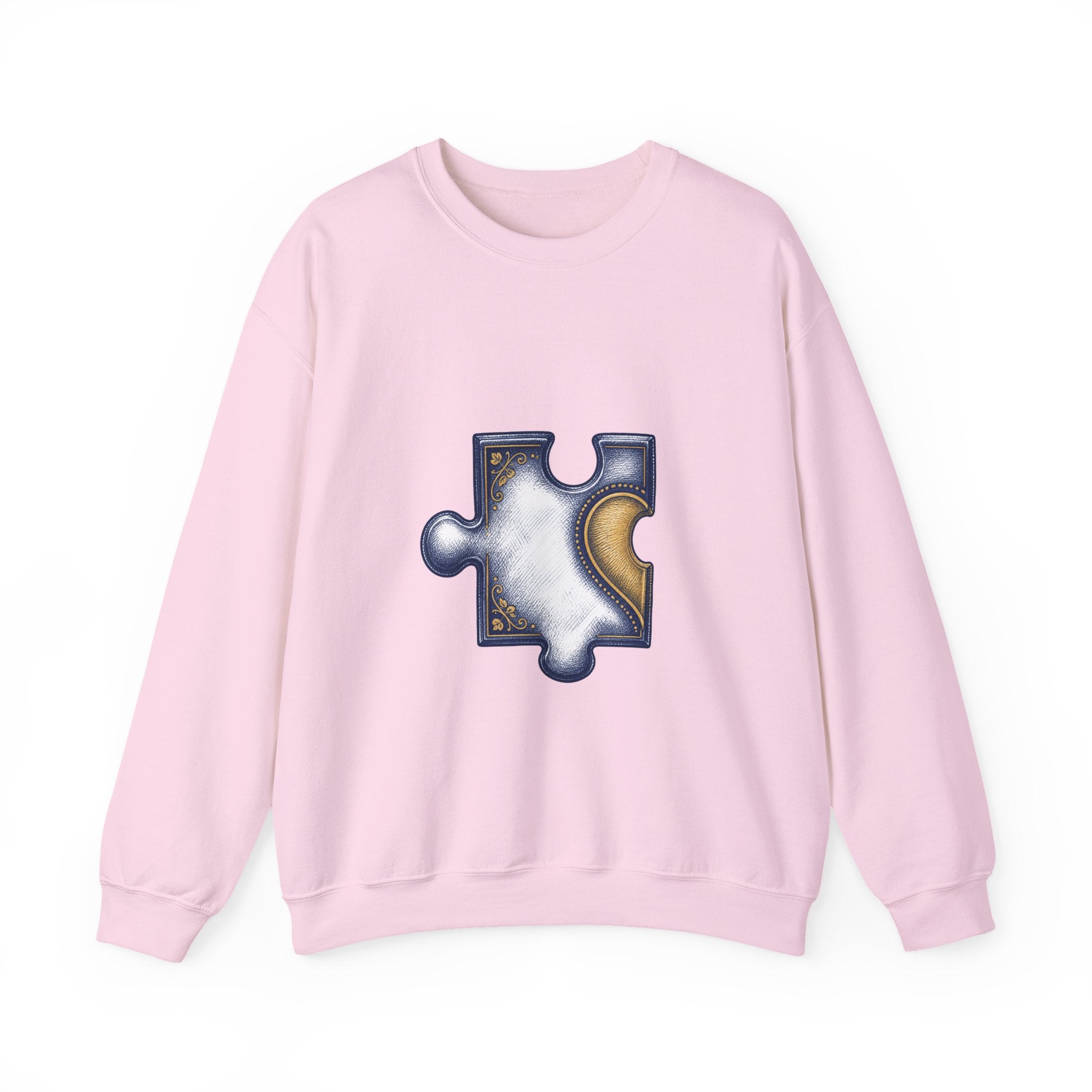 Matching Couple Sweatshirt - Puzzle Pieces Matching Couple Premium Fleece Sweatshirt Hand-Drawn Art His Hers Anniversary Gift - Design A
