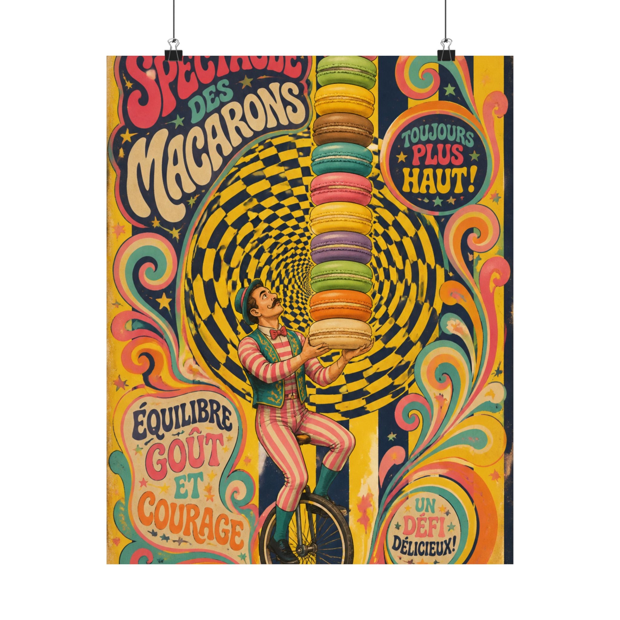 Macaron Balancing Tower Wall Art Poster 24×36 Psychedelic Dining Room Decor Maximalist Print