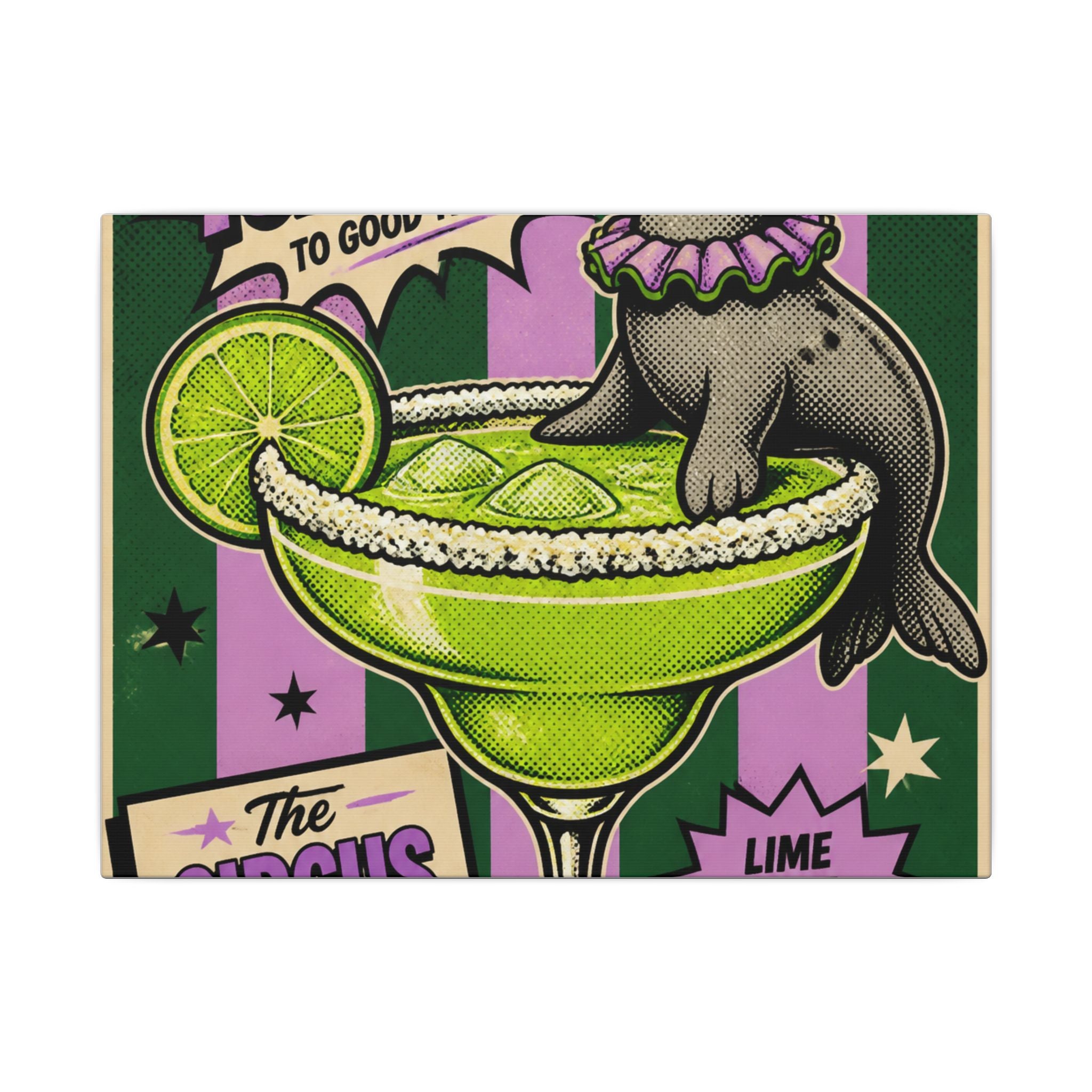 Margarita Balancing Seal Wall Art Canvas 16×20 Pop Art Living Room Decor Maximalist Print