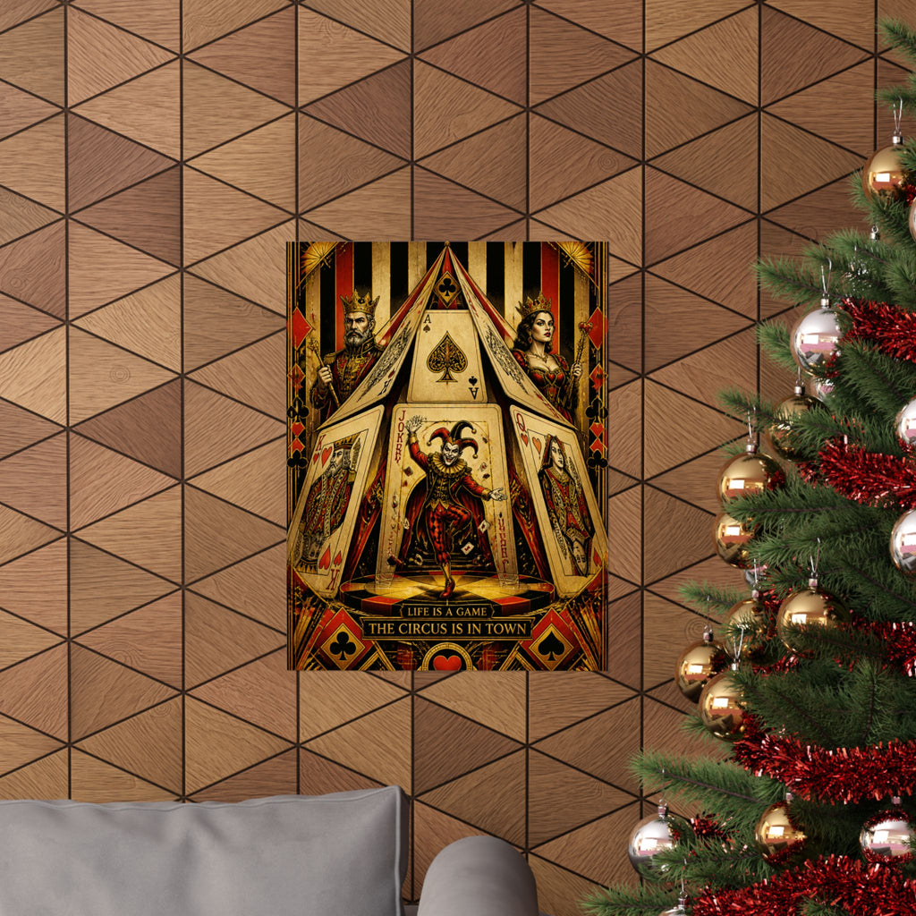 Playing Cards Tent Wall Art Poster 24×36 Art Deco Bar Area Decor Maximalist Print