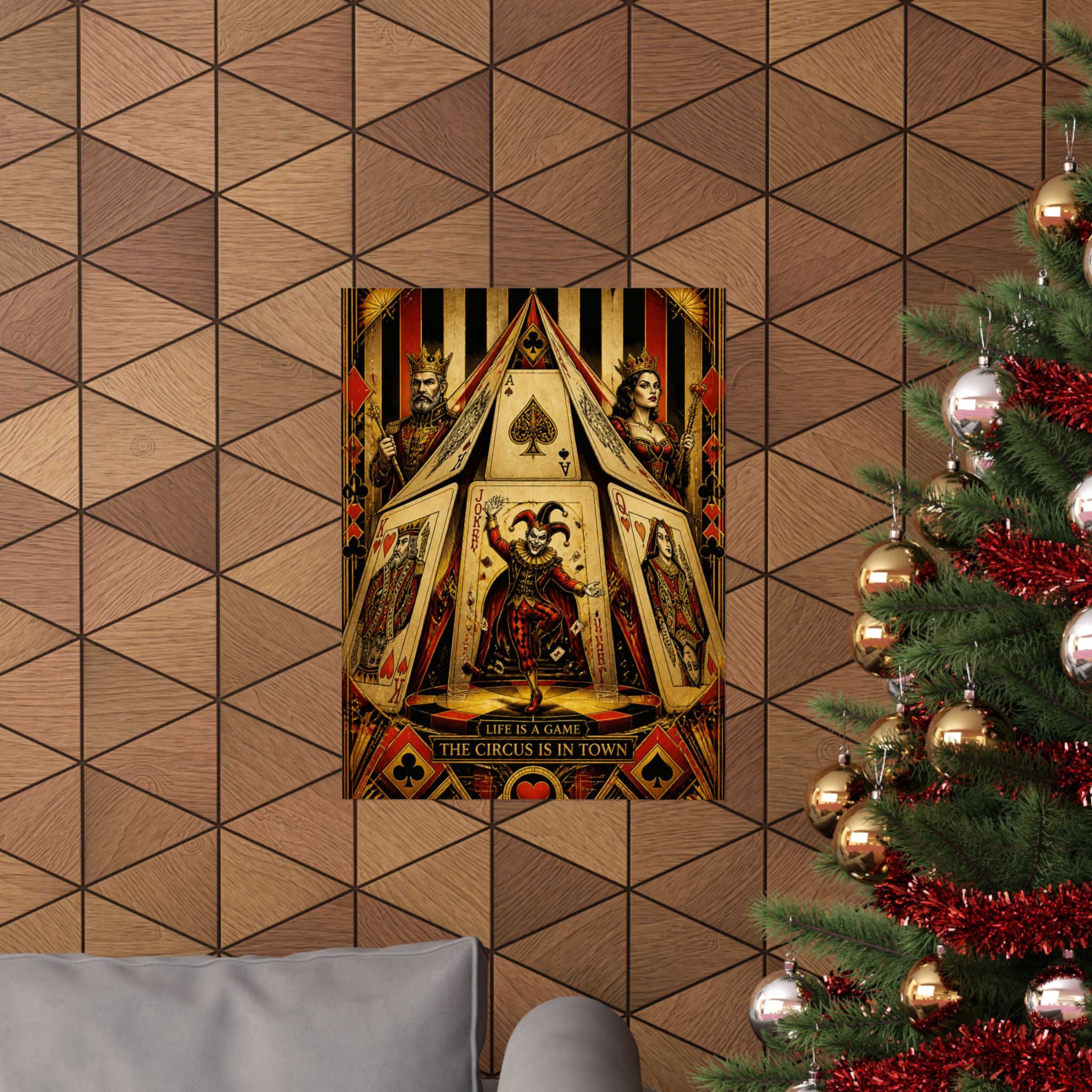 Playing Cards Tent Wall Art Poster 24×36 Art Deco Bar Area Decor Maximalist Print