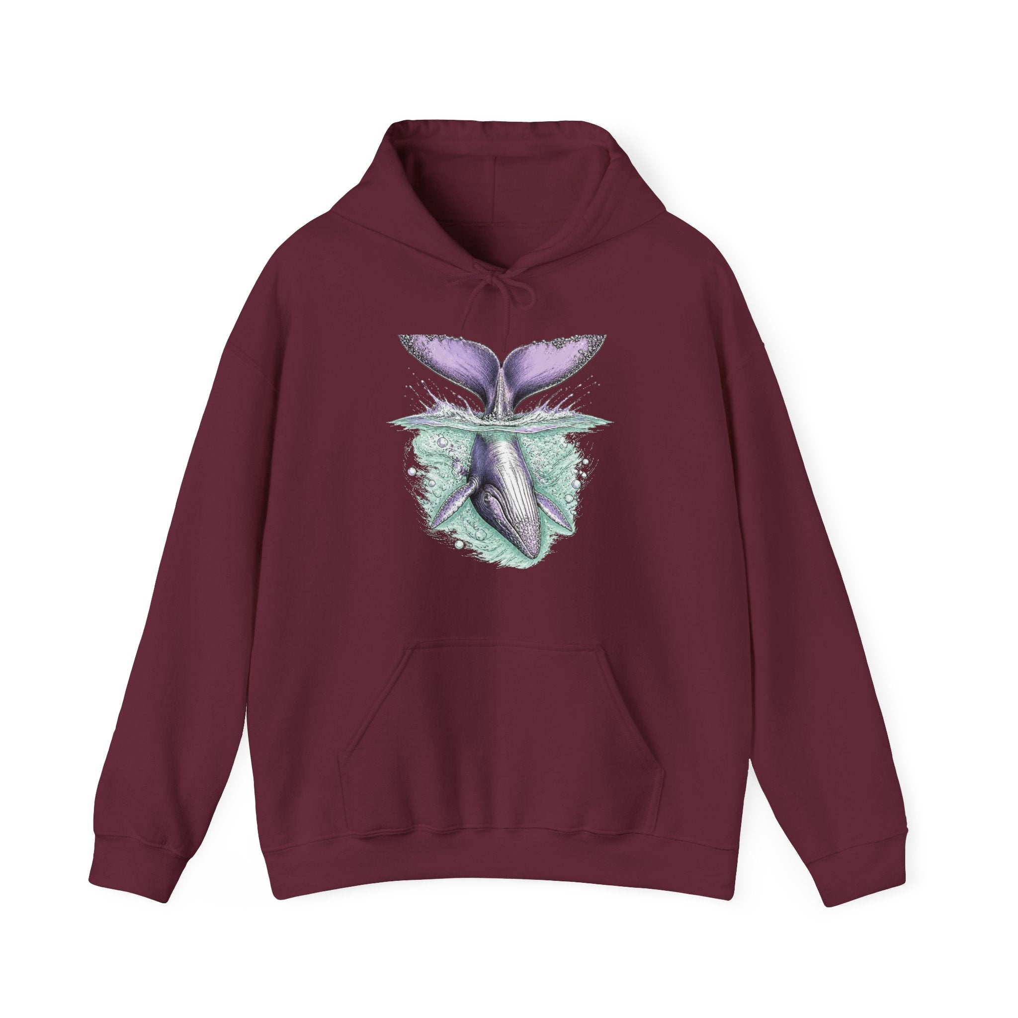 Matching Couple Sweatshirt - Eagle & Whale Matching Couple Hooded Sweatshirt Hand-Drawn Art His Hers Best Friend Gift - Design B