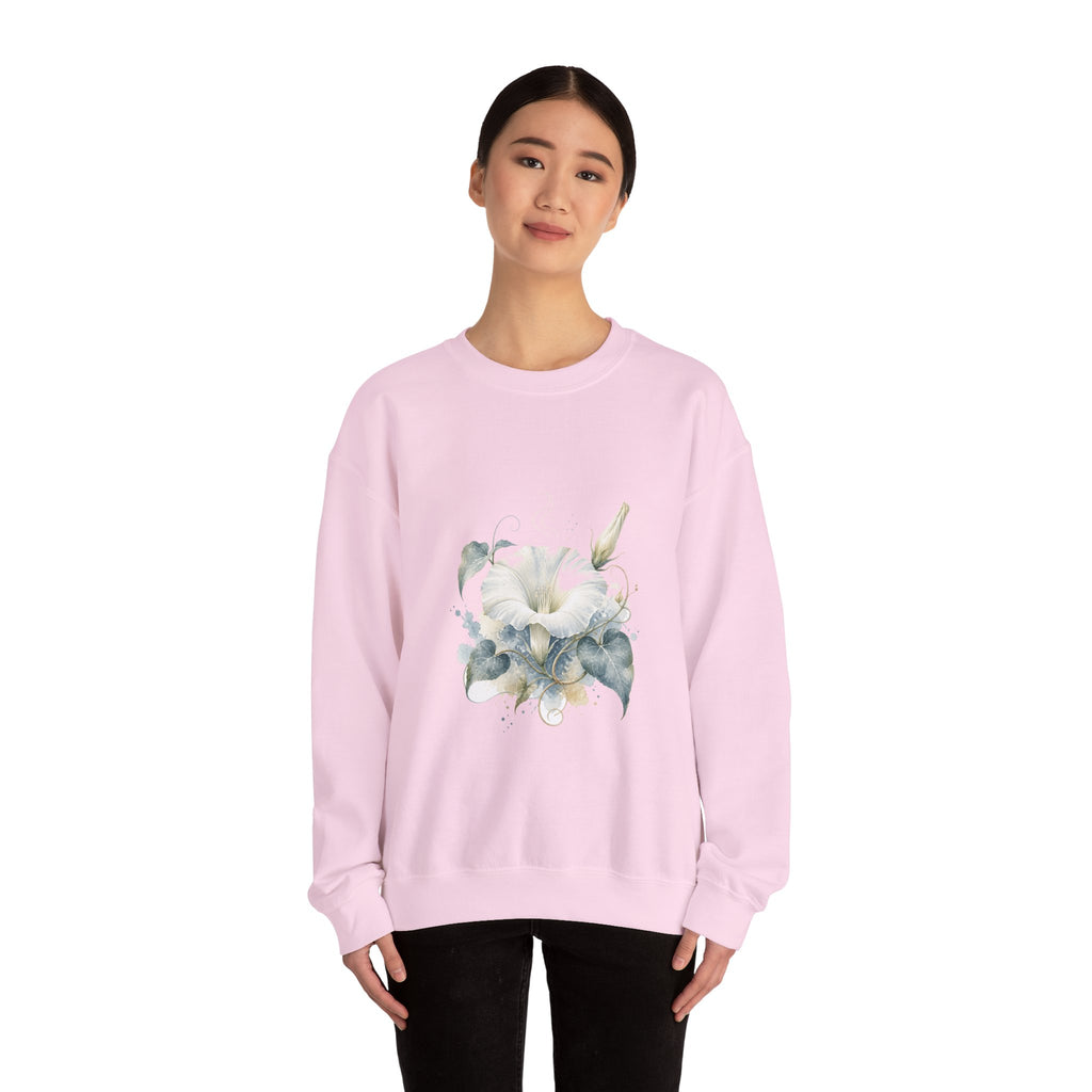 Matching Couple Sweatshirt - Sunflower & Moonflower Matching Couple Comfort Colors Crew Watercolor Art His Hers Birthday Gift - Design B