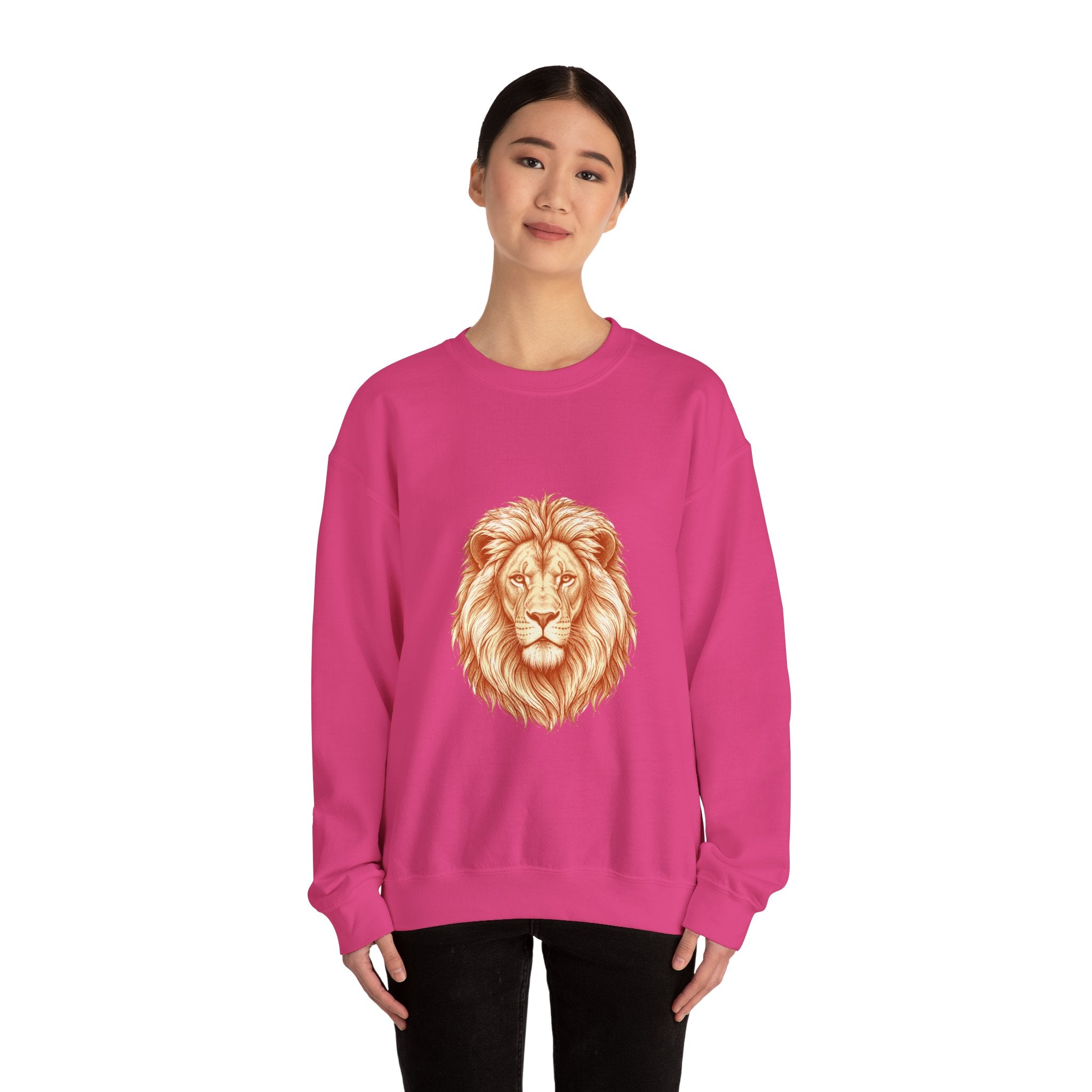 Matching Couple Sweatshirt - Lion & Lamb Matching Couple Comfort Colors Crew Hand-Drawn Art His Hers Anniversary Gift - Design A