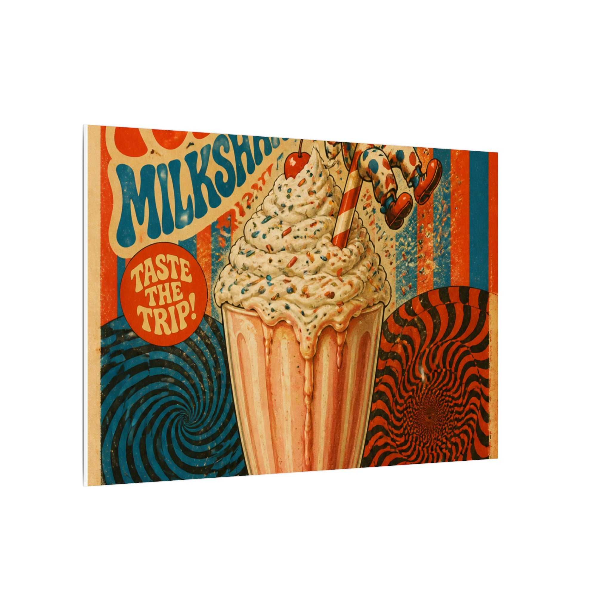 Milkshake Slide Clown Wall Art Canvas 24×36 Psychedelic Dining Room Decor Maximalist Print