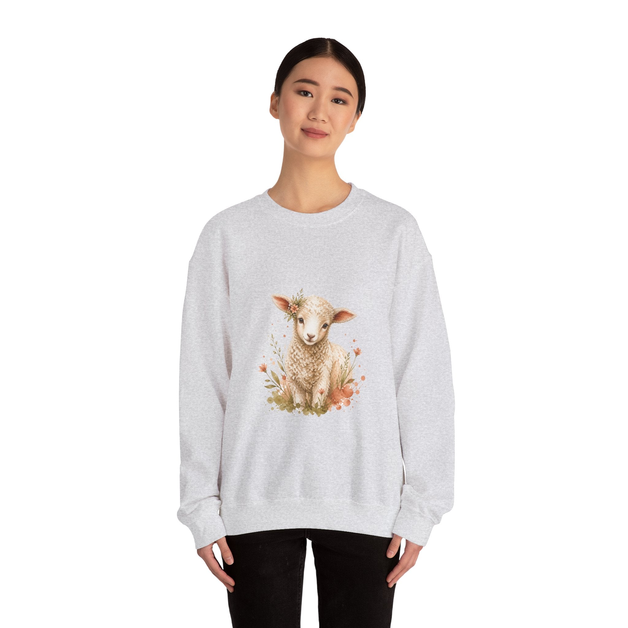 Matching Couple Sweatshirt - Lion & Lamb Matching Couple Comfort Colors Crew Watercolor Art His Hers Birthday Gift - Design B