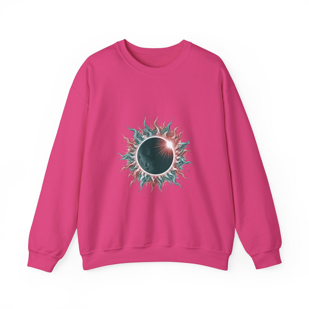 Matching Couple Sweatshirt - Solar & Lunar Eclipse Matching Couple Premium Fleece Sweatshirt Hand-Drawn Art His Hers Anniversary Gift - Design A