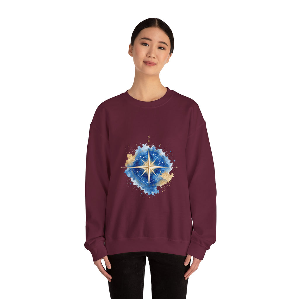 Matching Couple Sweatshirt - Shooting Star & North Star Matching Couple Premium Fleece Sweatshirt Watercolor Art His Hers Birthday Gift - Design B