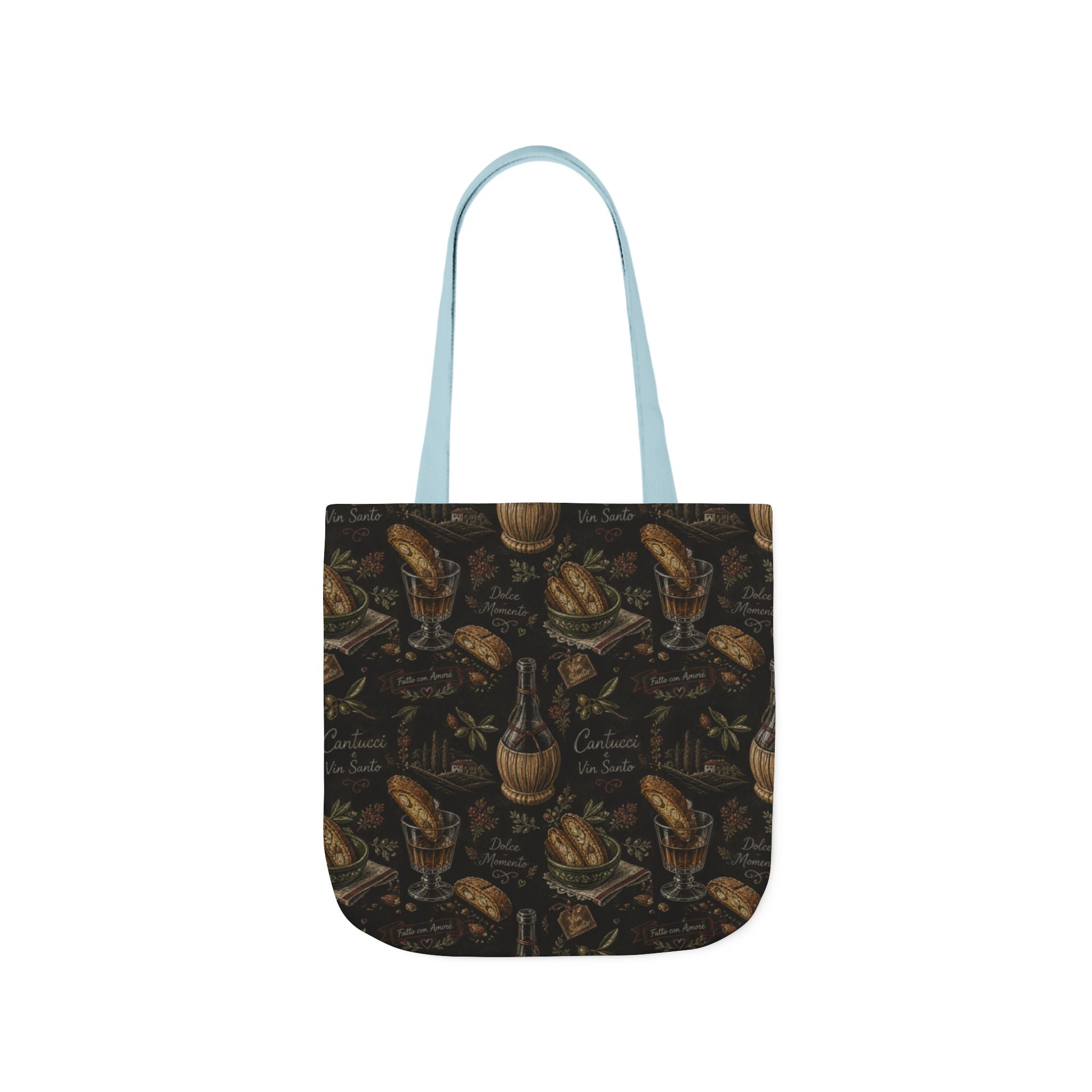 Biscotti & Vin Santo Canvas Tote Bag Mediterranean Kitchen Chalk Art Design Italian Cottagecore Gift