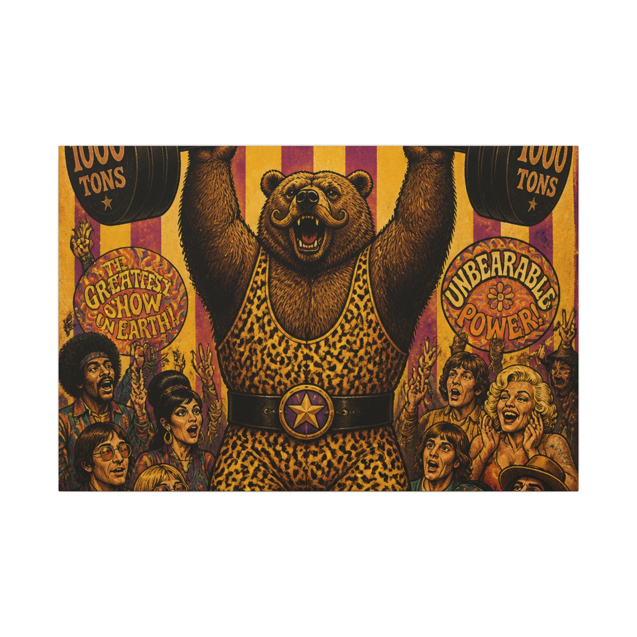 Strongman Bear Wall Art Canvas 16×20 Psychedelic Cafe Decor Maximalist Print