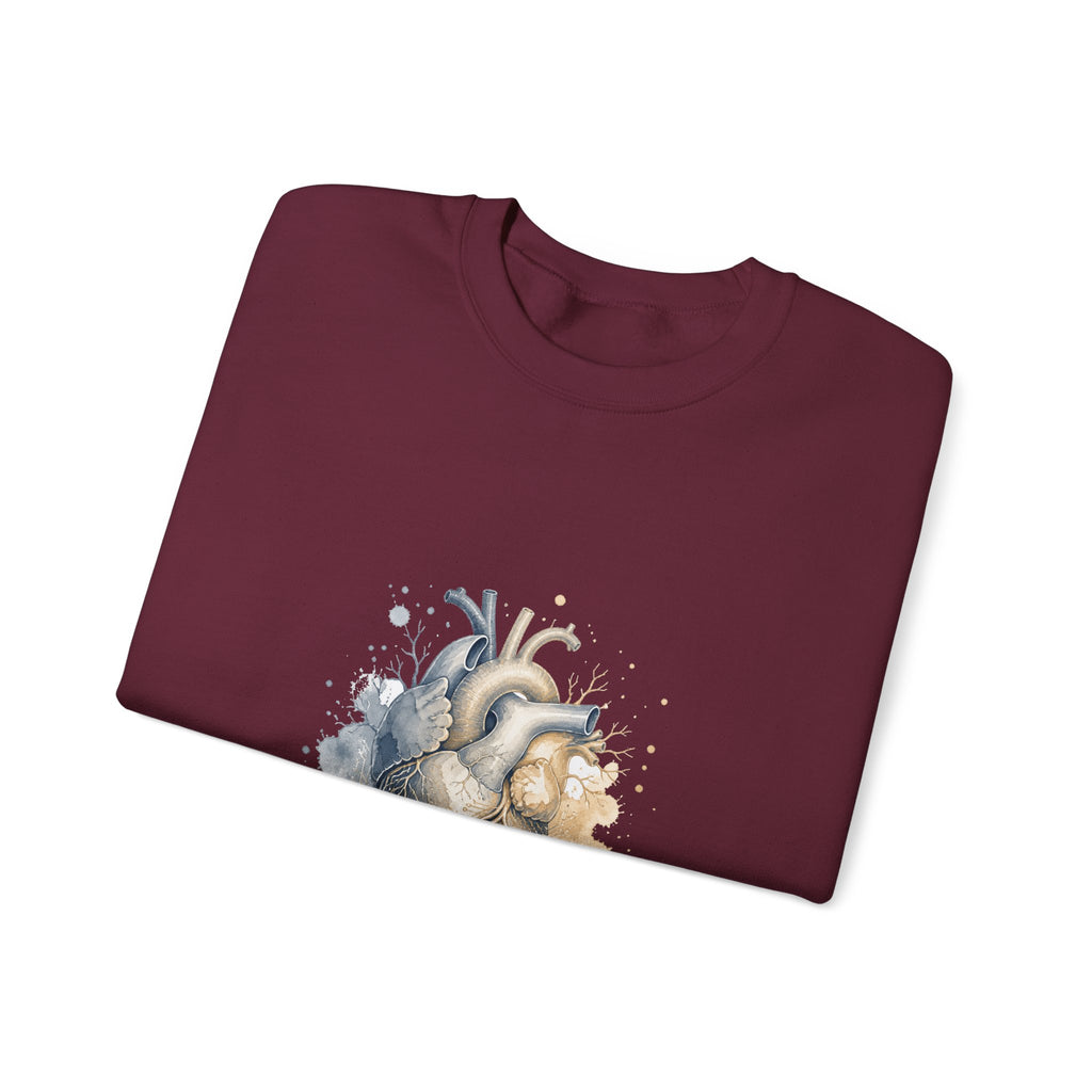 Matching Couple Sweatshirt - Robot & Heart Matching Couple Comfort Colors Crew Watercolor Art His Hers Birthday Gift - Design B