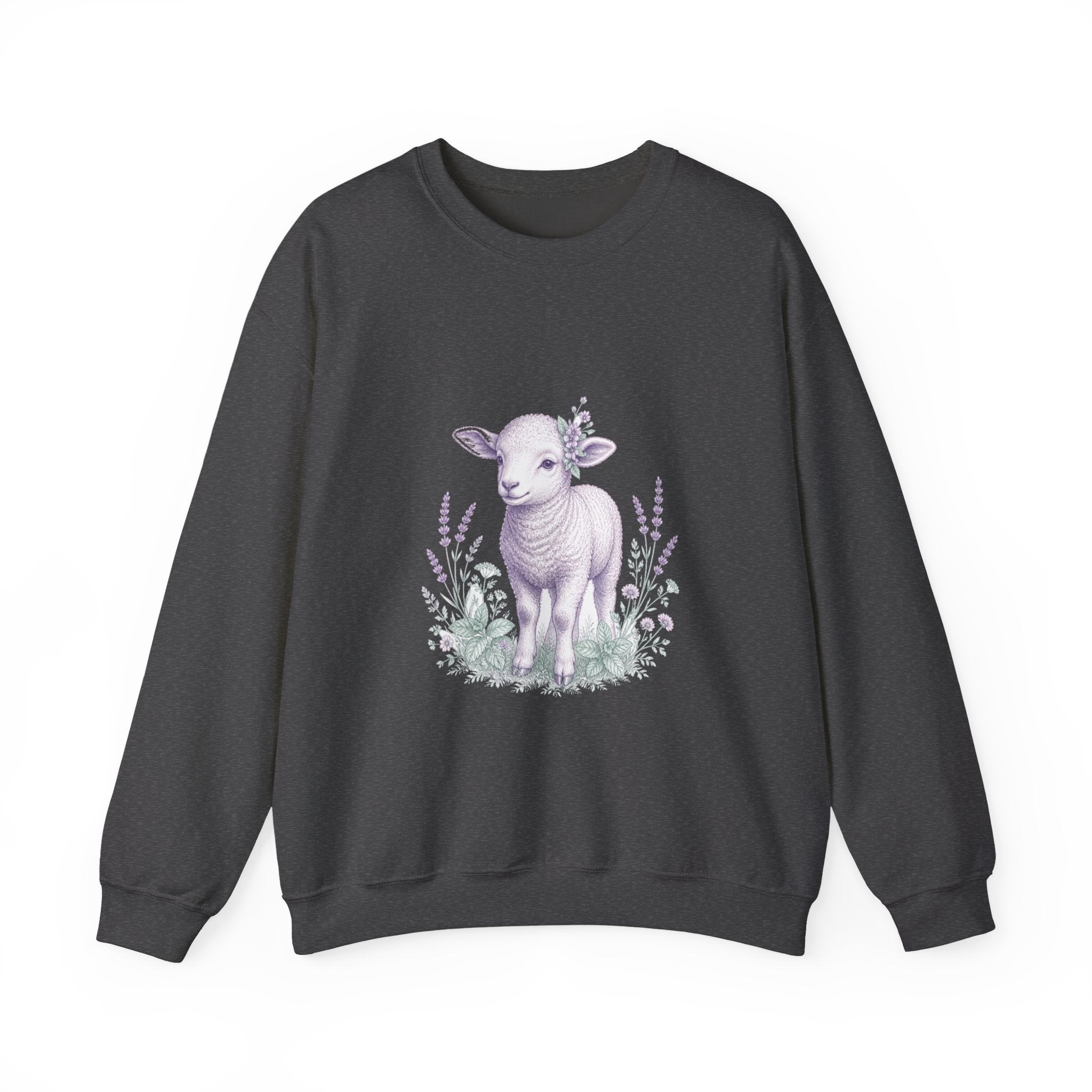Matching Couple Sweatshirt - Lion & Lamb Matching Couple Crewneck Sweatshirt Vintage Art His Hers Wedding Gift - Design B