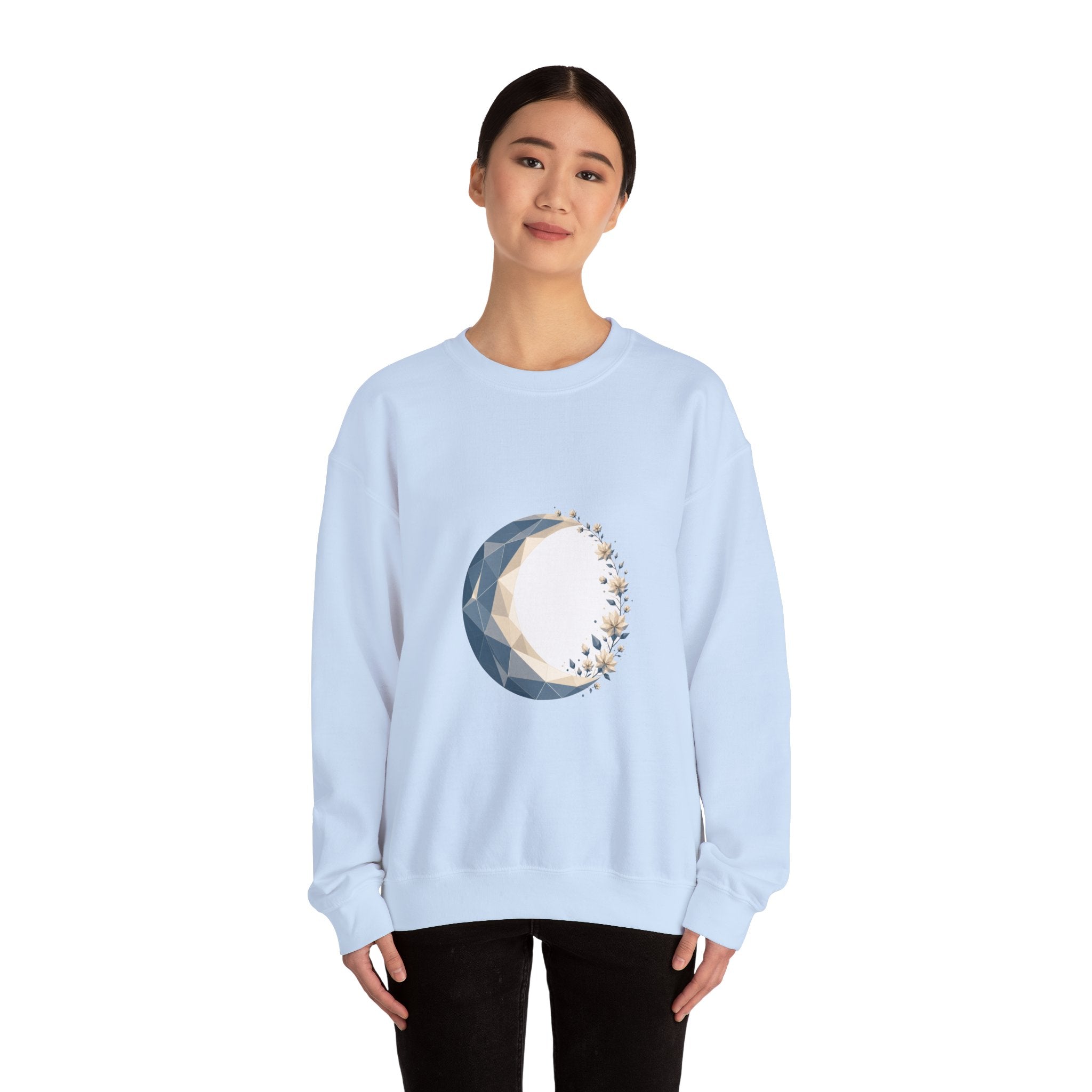 Matching Couple Sweatshirt - Waxing & Waning Moon Matching Couple Comfort Colors Crew Geometric Art His Hers Love Gift - Design A