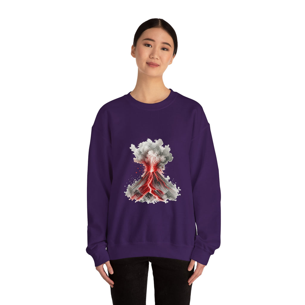 Matching Couple Sweatshirt - Volcano & Glacier Matching Couple Premium Fleece Sweatshirt Watercolor Art His Hers Birthday Gift - Design A