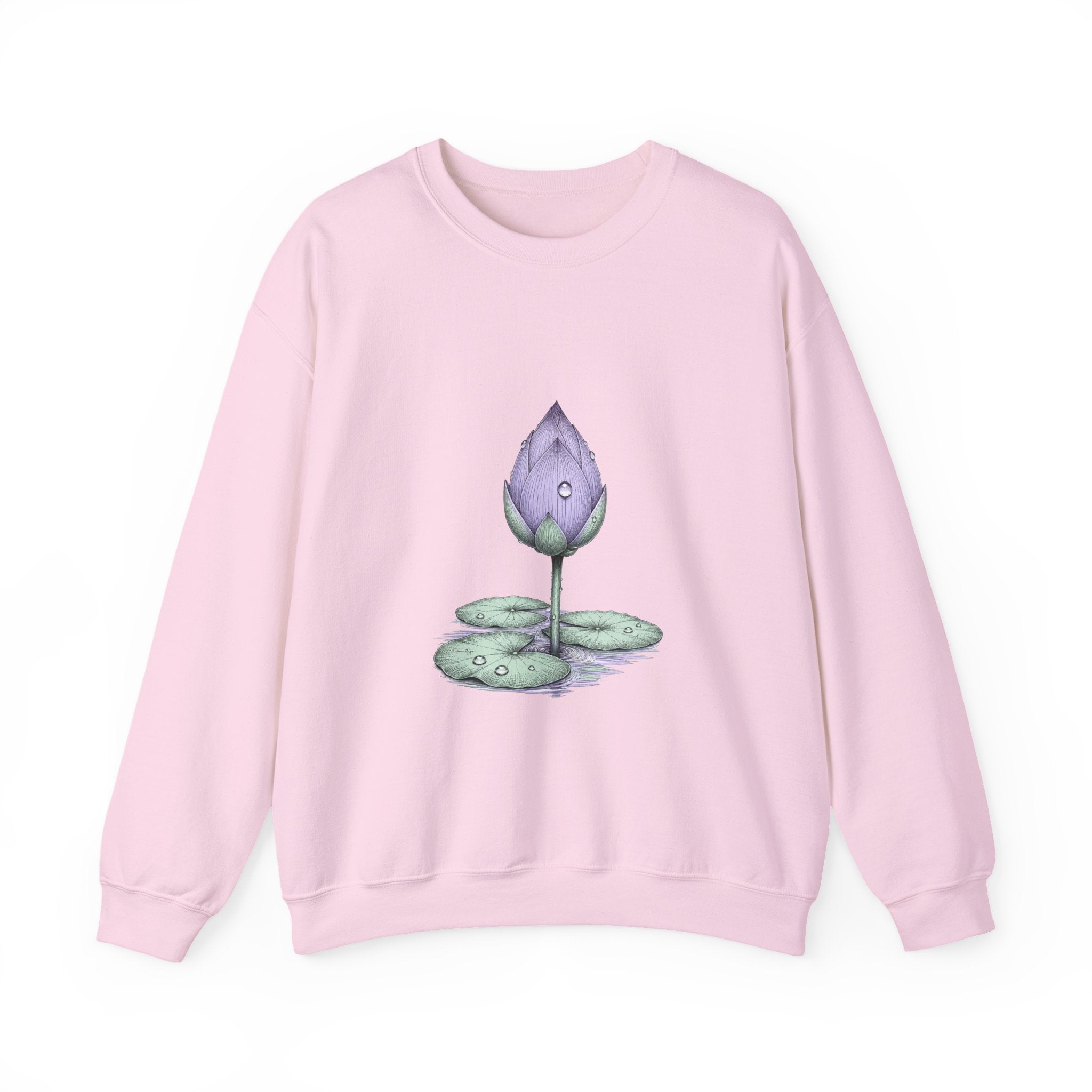 Matching Couple Sweatshirt - Open & Closed Lotus Matching Couple Crewneck Sweatshirt Hand-Drawn Art His Hers Best Friend Gift - Design B
