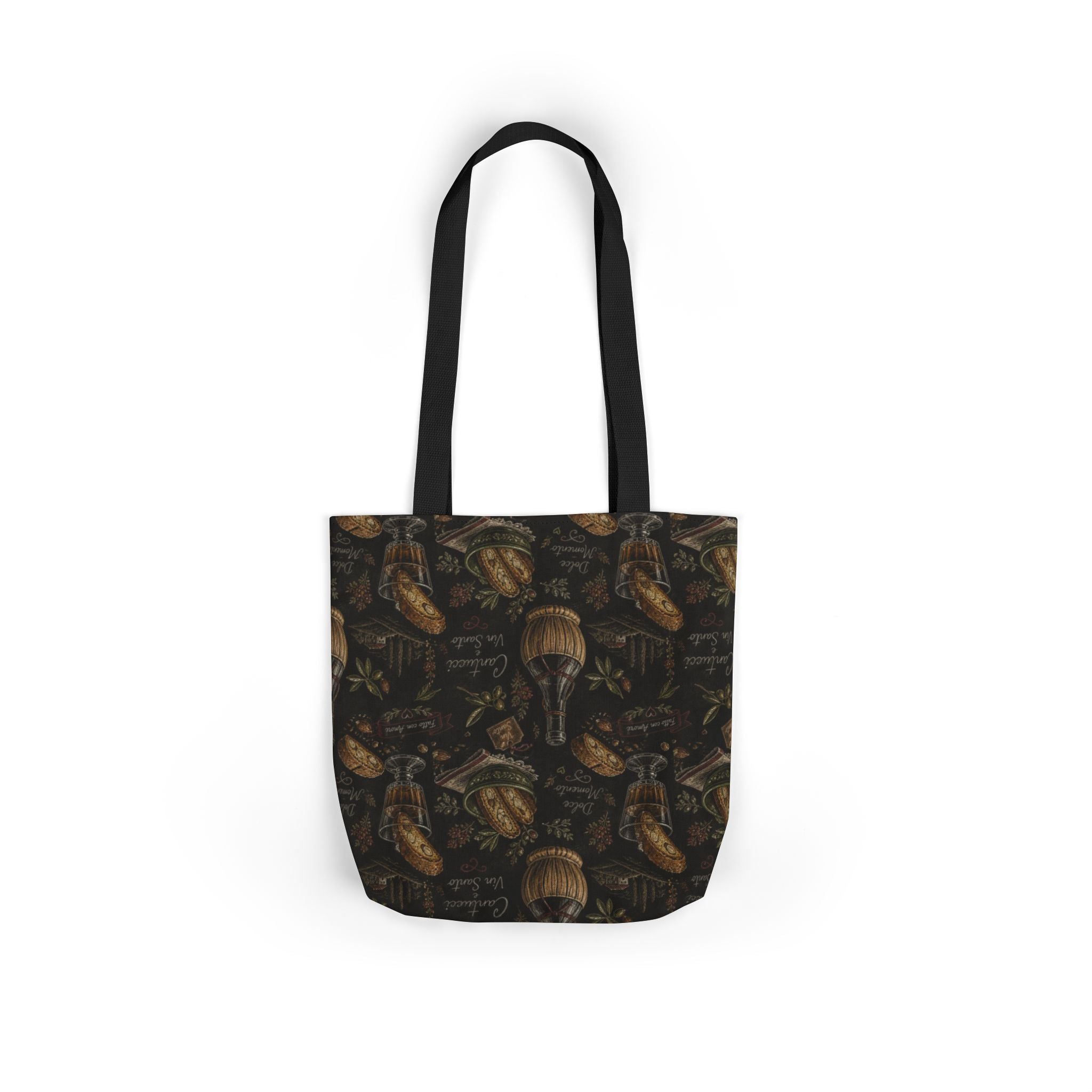 Biscotti & Vin Santo Canvas Tote Bag Mediterranean Kitchen Chalk Art Design Italian Cottagecore Gift