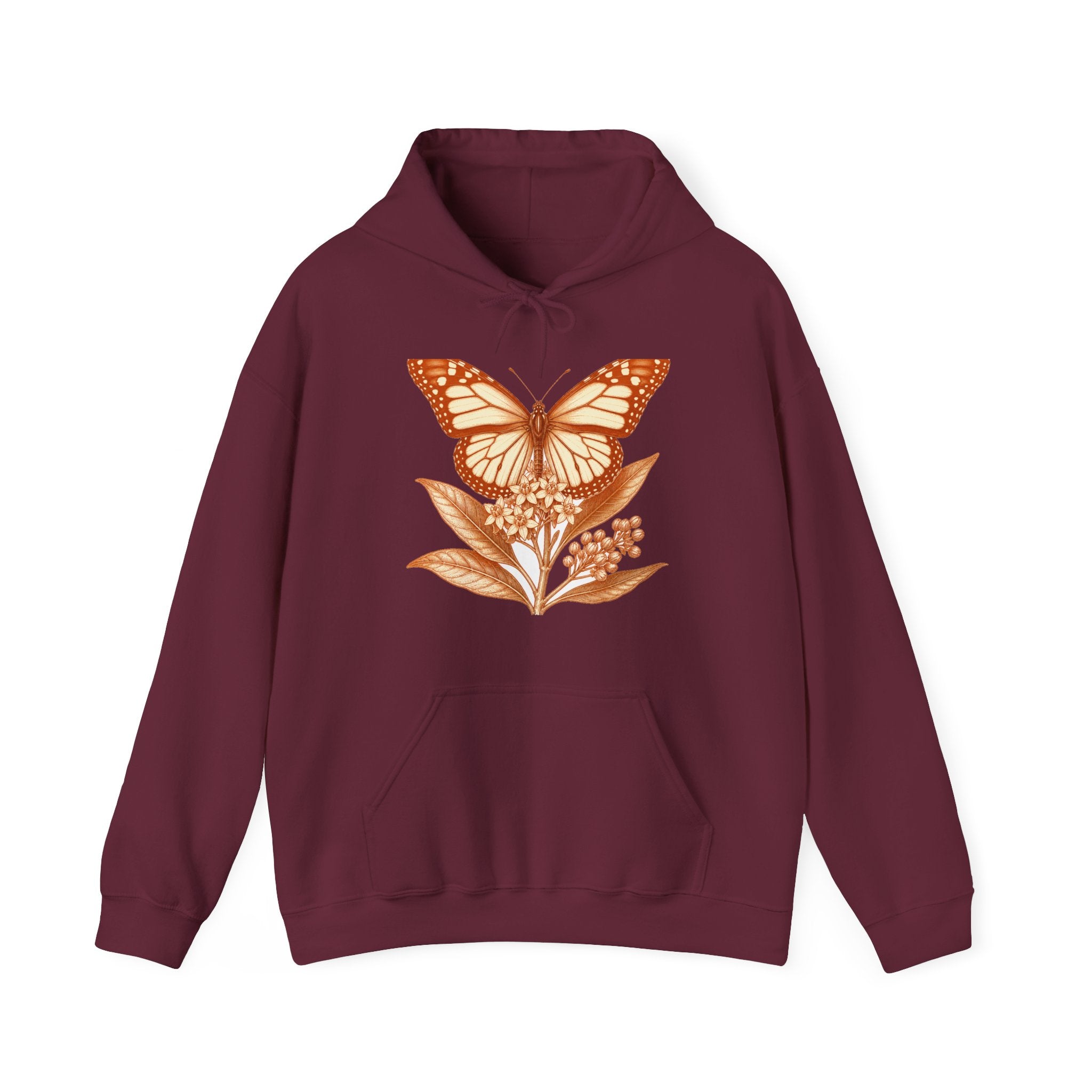 Matching Couple Sweatshirt - Butterfly & Moth Matching Couple Hooded Sweatshirt Vintage Art His Hers Wedding Gift - Design A