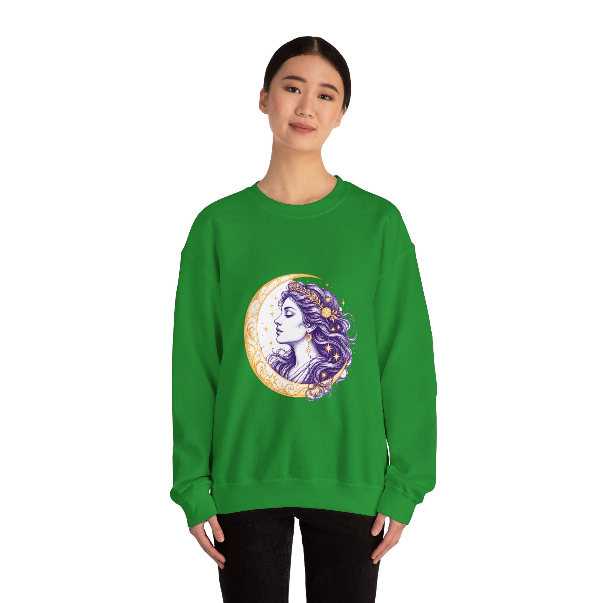 Matching Couple Sweatshirt - Helios & Selene Matching Couple Crewneck Sweatshirt Hand-Drawn Art His Hers Best Friend Gift - Design B