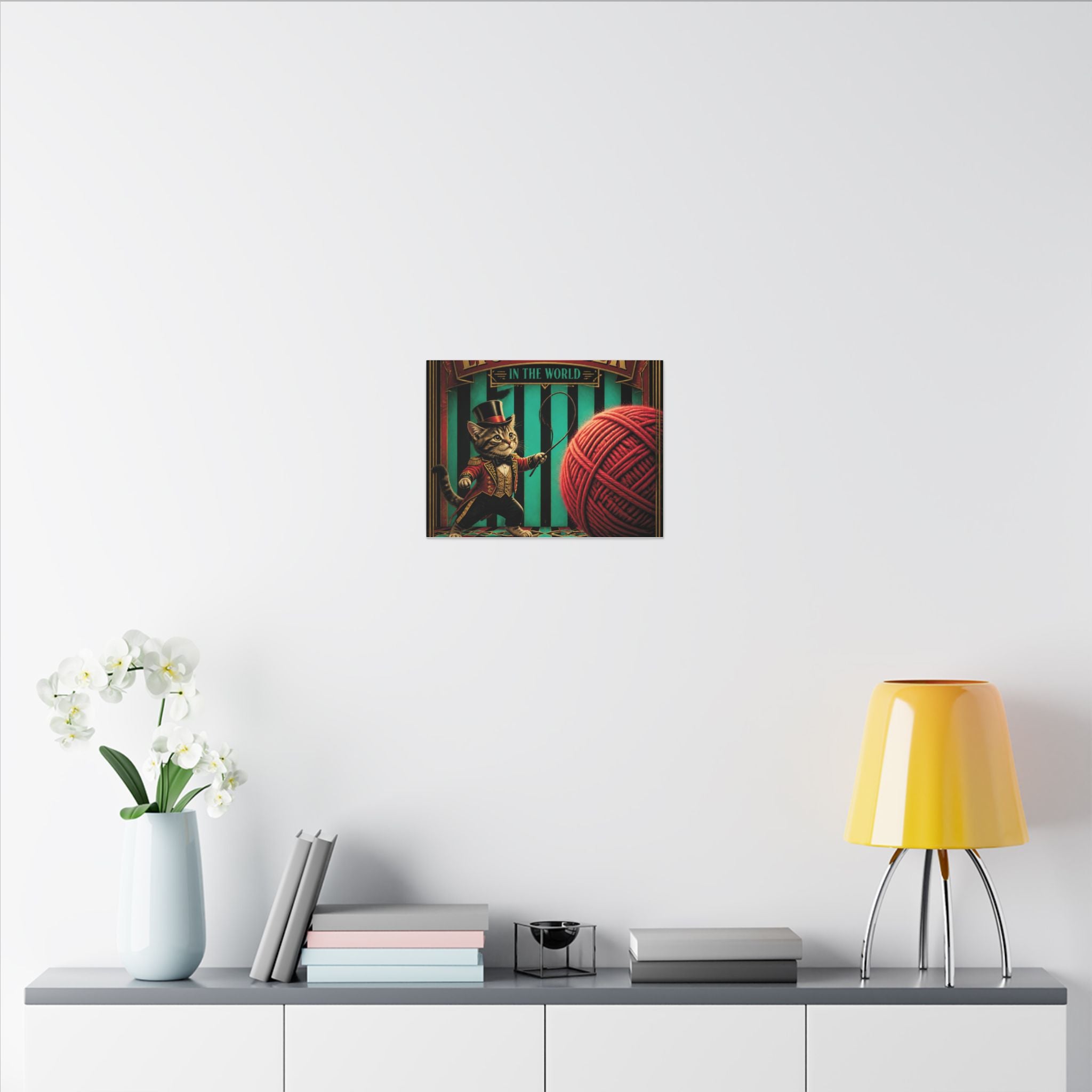 Cat Lion Tamer Wall Art Canvas 16×20 Art Deco Entryway Decor Maximalist Print
